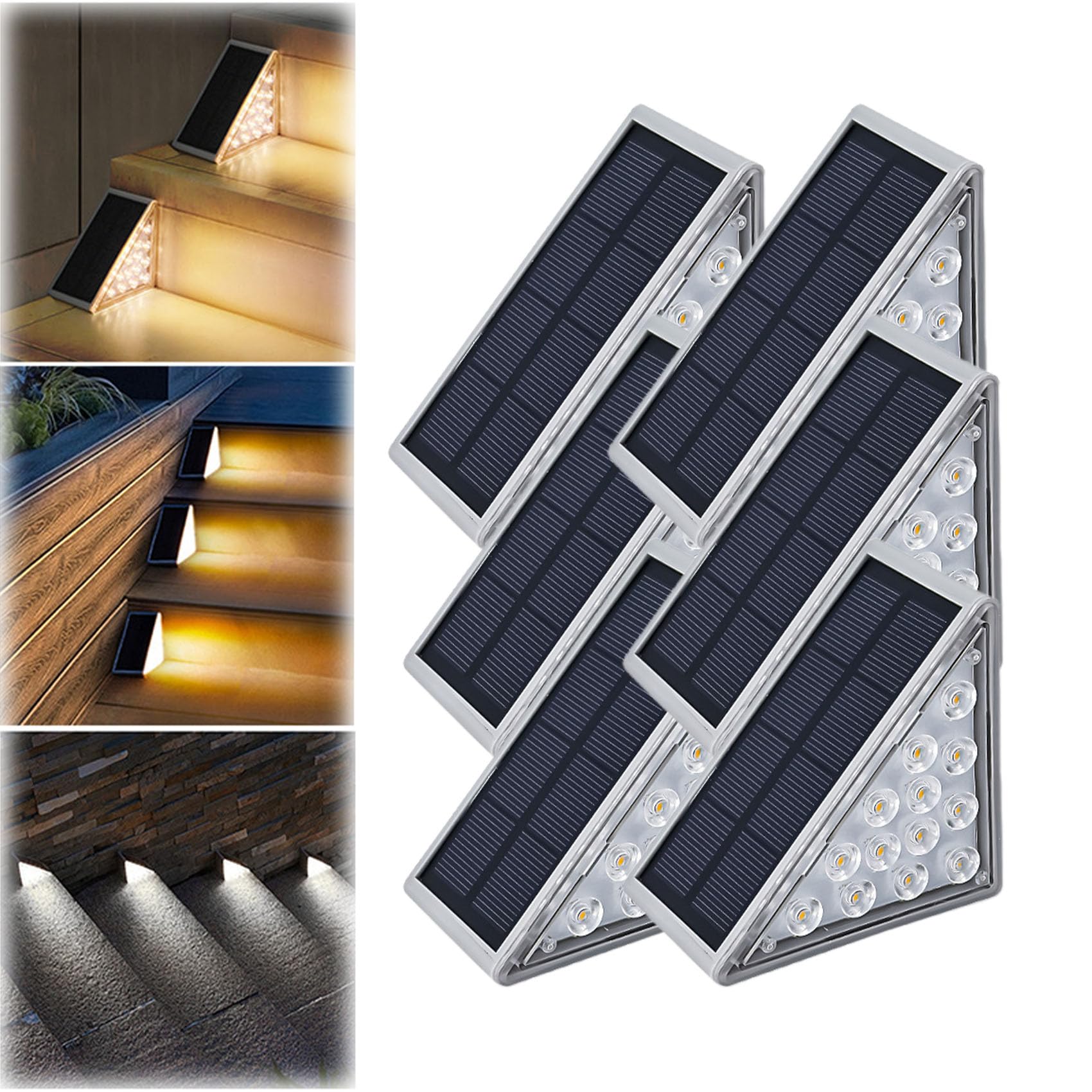 Solar Stair Lights Outdoor Waterproof - 6 Pack Warm White LED Step Lights for Patio, Yard, Porch, Front Door & Sidewalk | Solar Powered Staircase Lighting for Enhanced Curb Appeal & Nighttime Safety