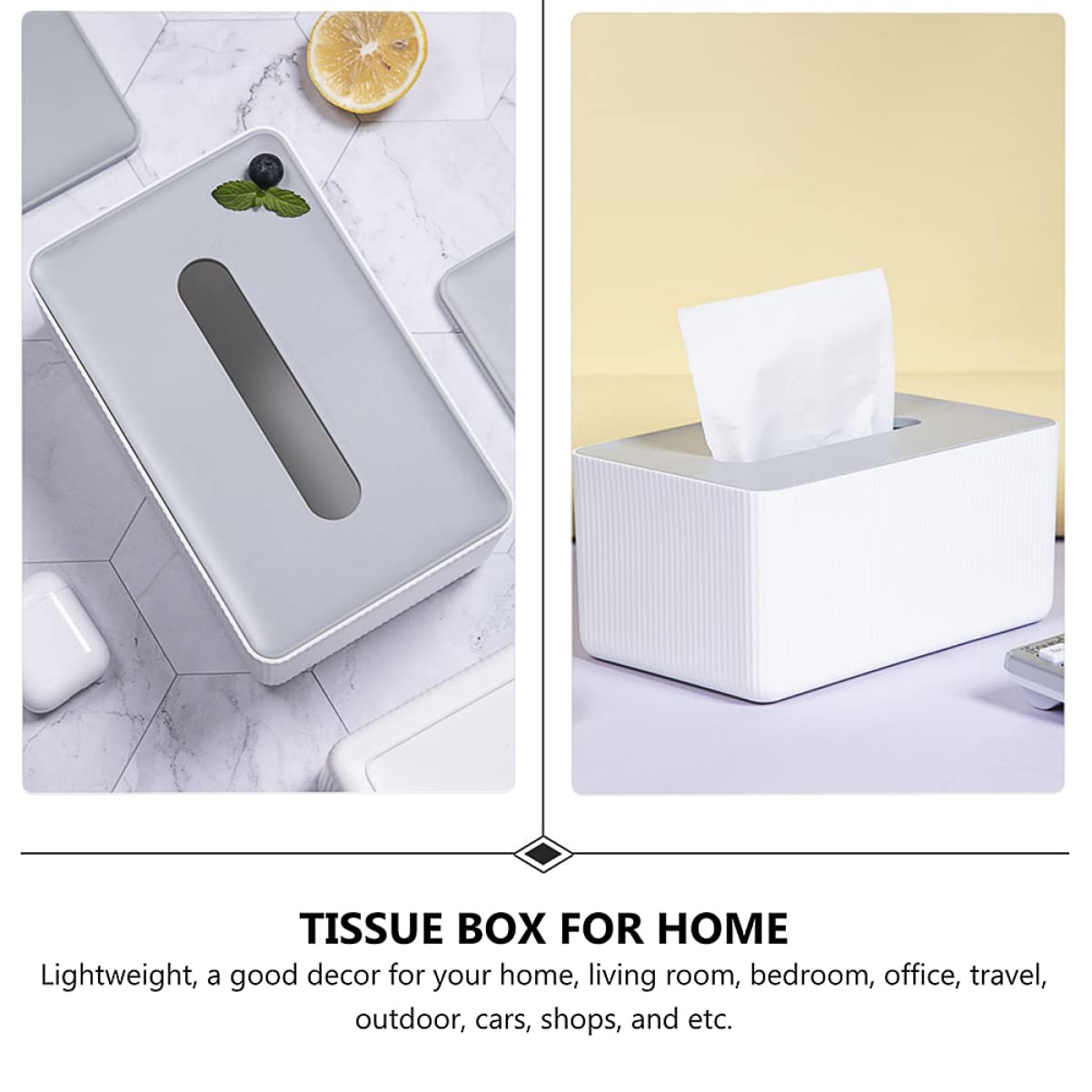 White Square Stand Storage Box - Black Rectangular Tissue Box Cover & Napkin Holder for Facial Tissues | Perfect for Bathroom, Living Room, and Office Organization