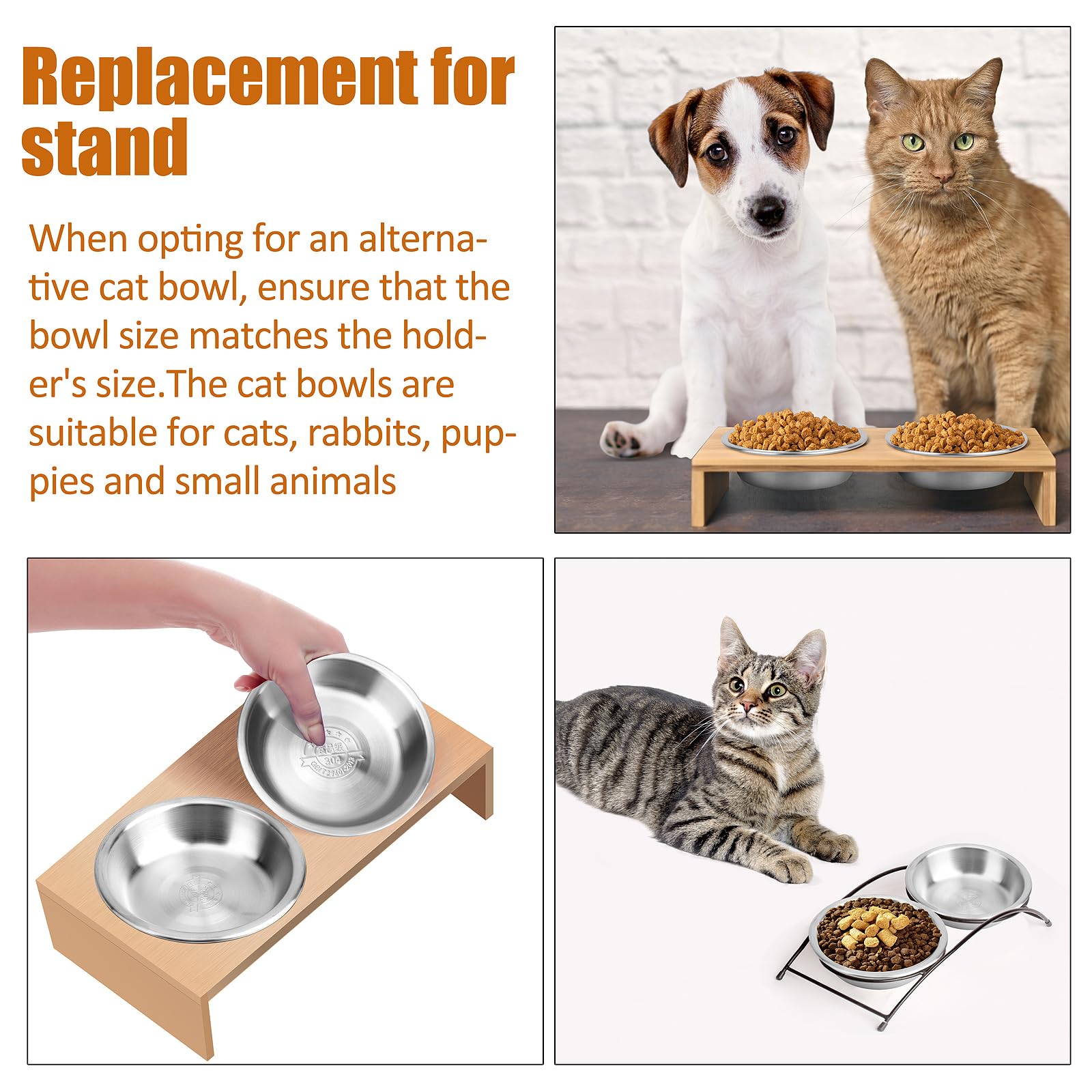 Premium Stainless Steel Cat Bowls Set of 3 - Whisker Friendly Shallow Pet Food Dishes with Non-Slip Base, 5.5 Inch Metal Cat Bowls for Wet/Dry Food - Perfect for Kittens & Adult Cats at Home or Travel
