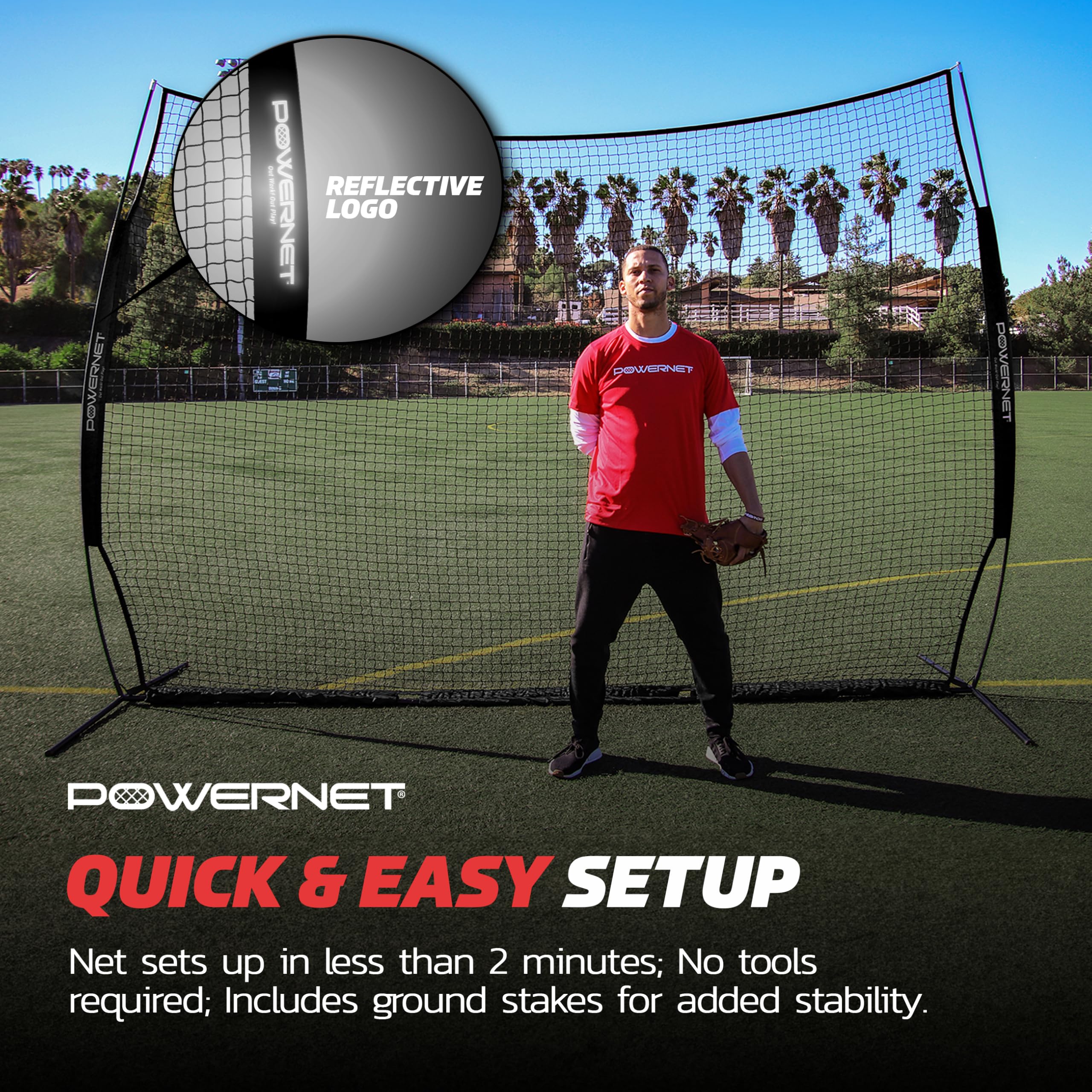 PowerNet Portable Sports Rebounder for Basketball, Volleyball, Soccer, Baseball, Softball & Lacrosse | Indoor/Outdoor Training Net for Backyard, Garage & Gym | Safety Backstop for Kids & Adults