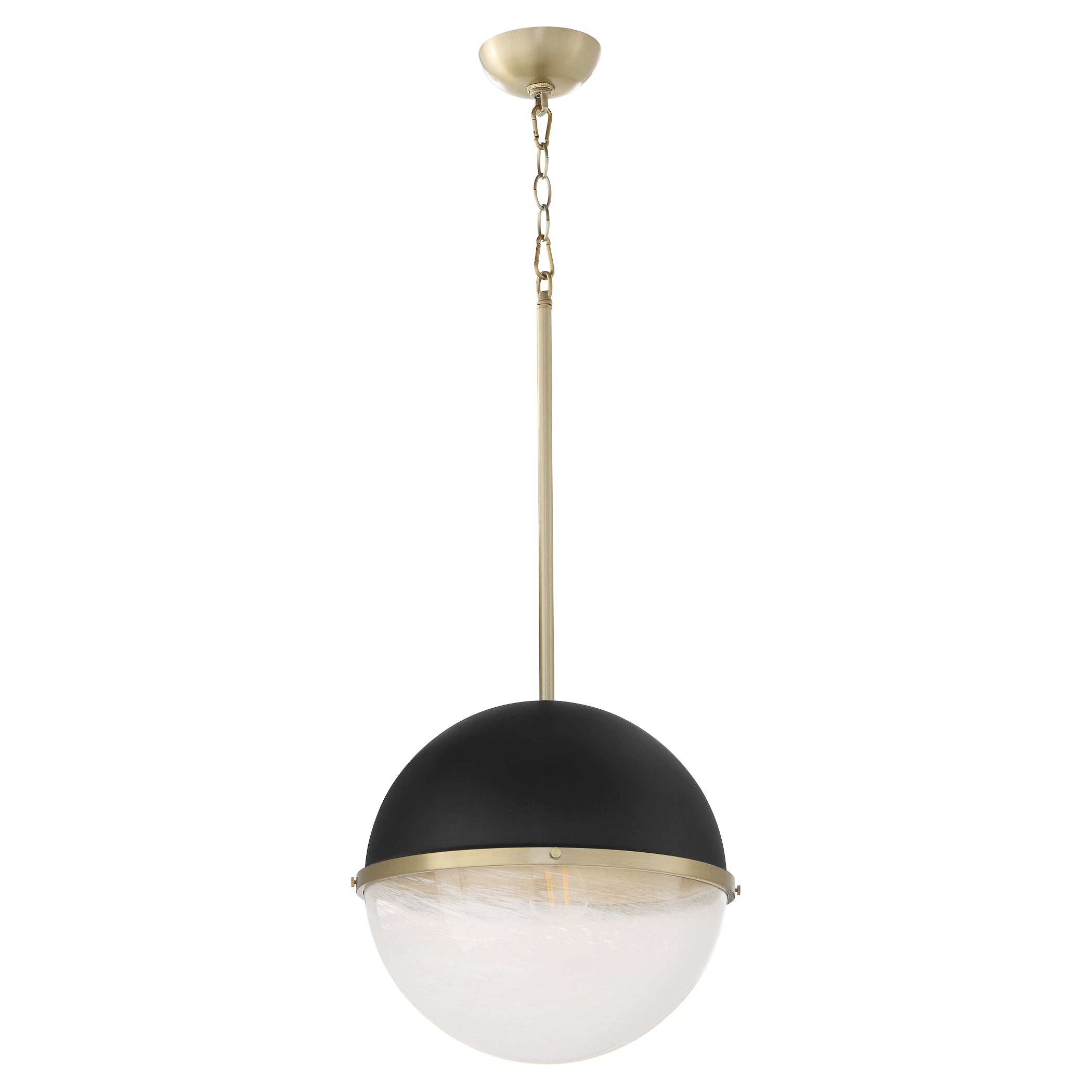 Textured Black and Aged Brass Pendant Light - Modern Industrial Ceiling Fixture for Dining Room, Kitchen, or Living Room