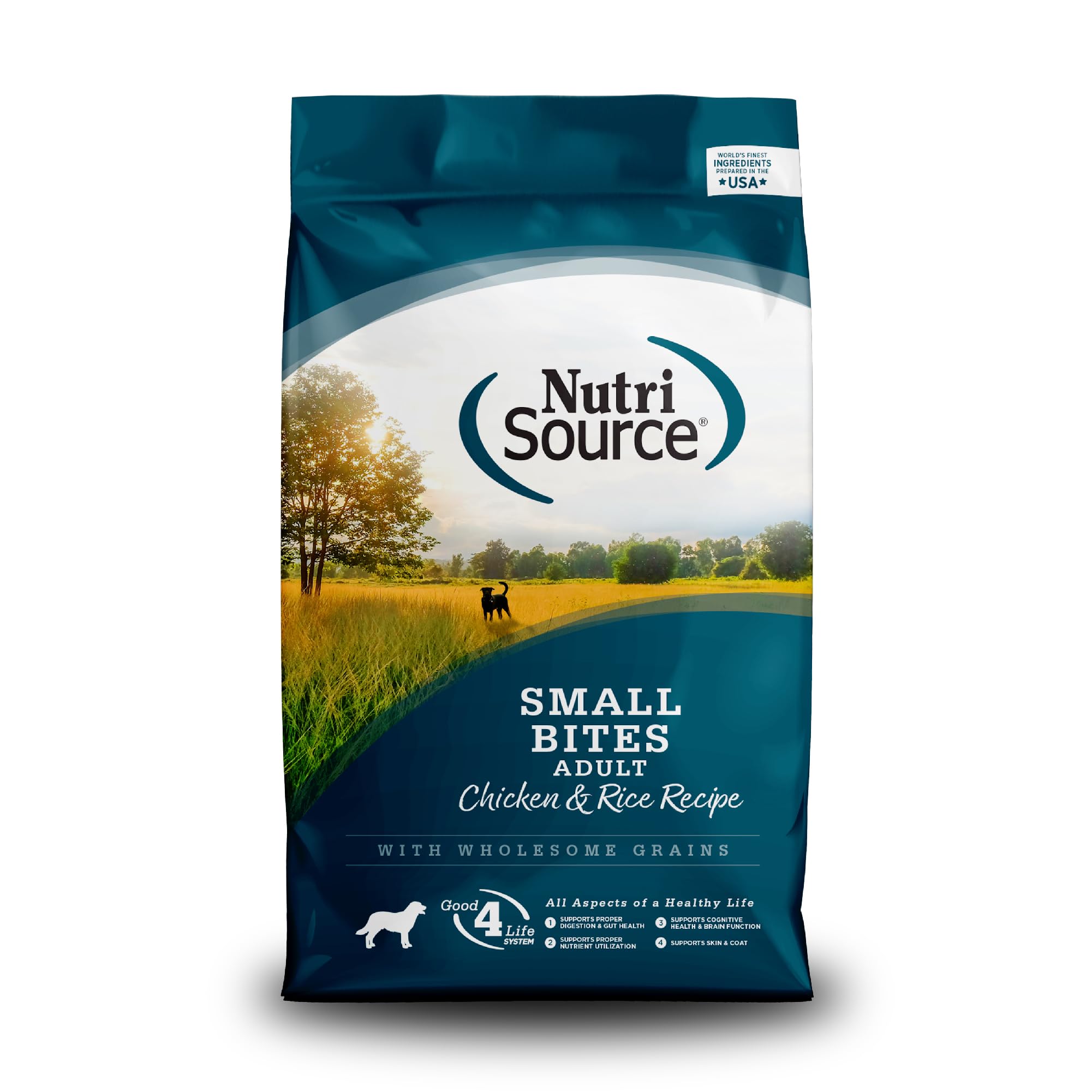 NutriSource Adult Dry Dog Food - Small Bites Chicken & Rice Formula (12 lb) | High Protein Kibble for Small Breed Dogs | Perfect for Home Feeding & Travel