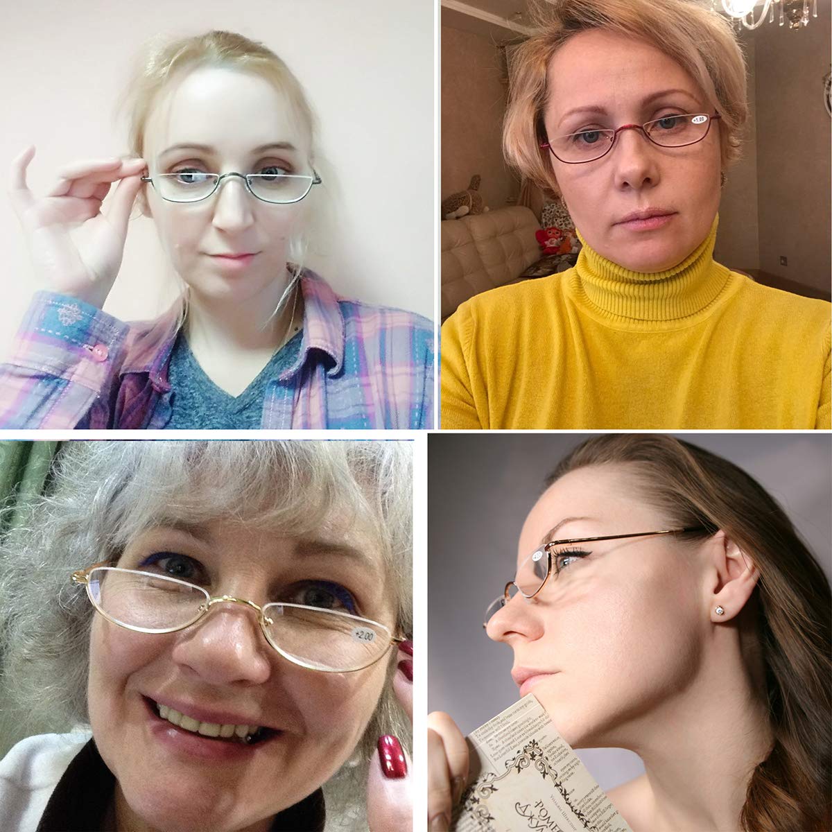 Vintage Alloy Half Moon Reading Glasses for Men & Women - Home & Office Use