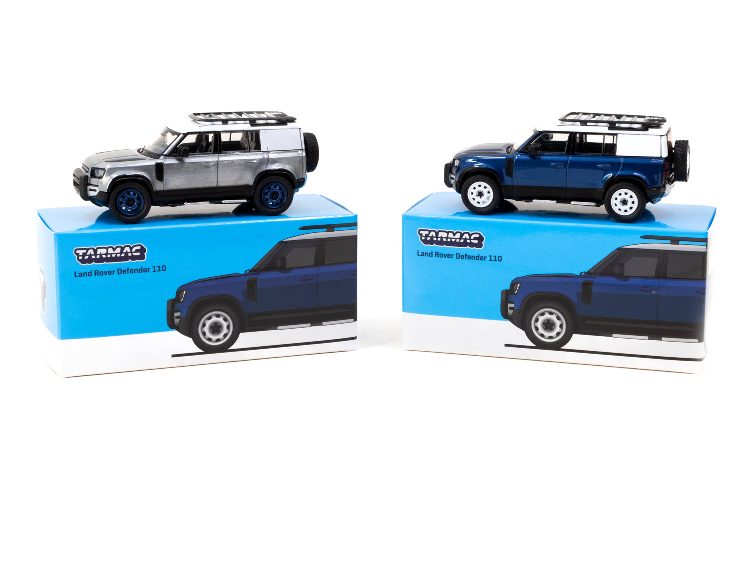 Tarmac Works 1/64 Scale Land Rover Defender 110 Diecast Model Car - Blue - Collectible Miniature Vehicle for Display & Racing | Perfect for Car Enthusiasts & Toy Collectors
