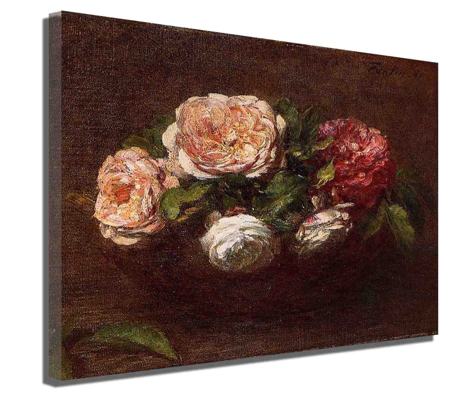 Henri Fantin-Latour Nasturtiums Impressionist Framed Canvas Art Print - 30x35 Inch Floral Wall Decor for Bedroom, Living Room & Office (75x90cm with Frame) | Vintage Flower Painting for Home & Workspace Decor