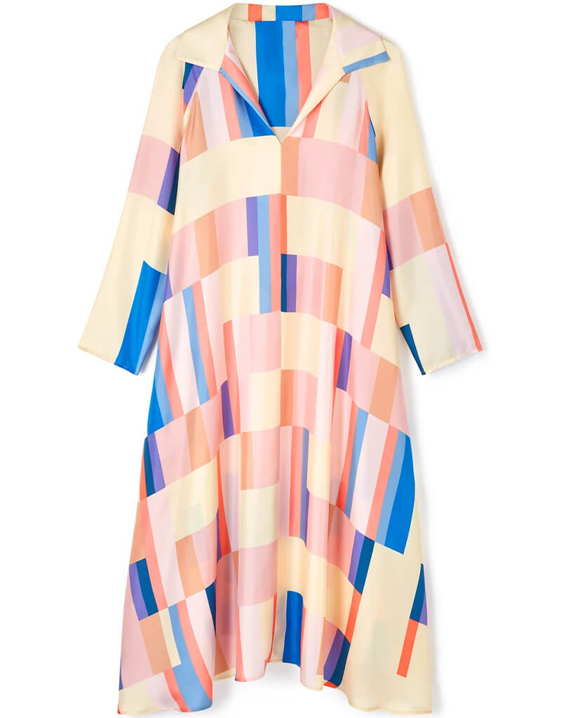 Beige French Crepe Kaftan Dress - Elegant Boho Maxi Dress for Women | Perfect for Beach Cover Up, Resort Wear & Summer Vacation Outfits
