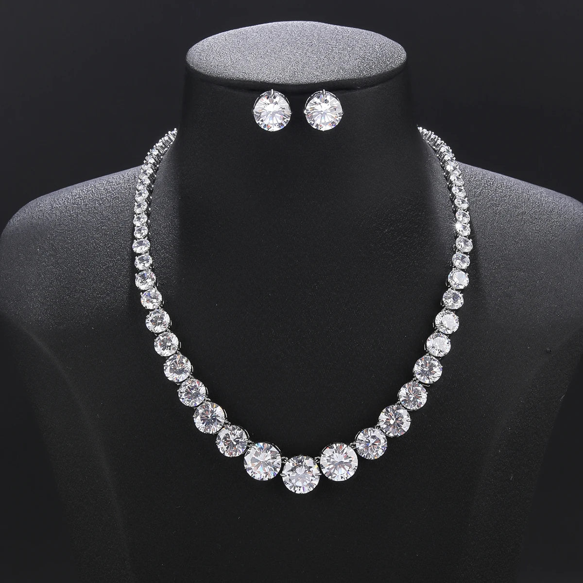Elegant Cubic Zirconia Bridal Jewelry Set - Wedding Necklace & Earrings for Bride, Bridesmaids, and Formal Occasions | CN10895