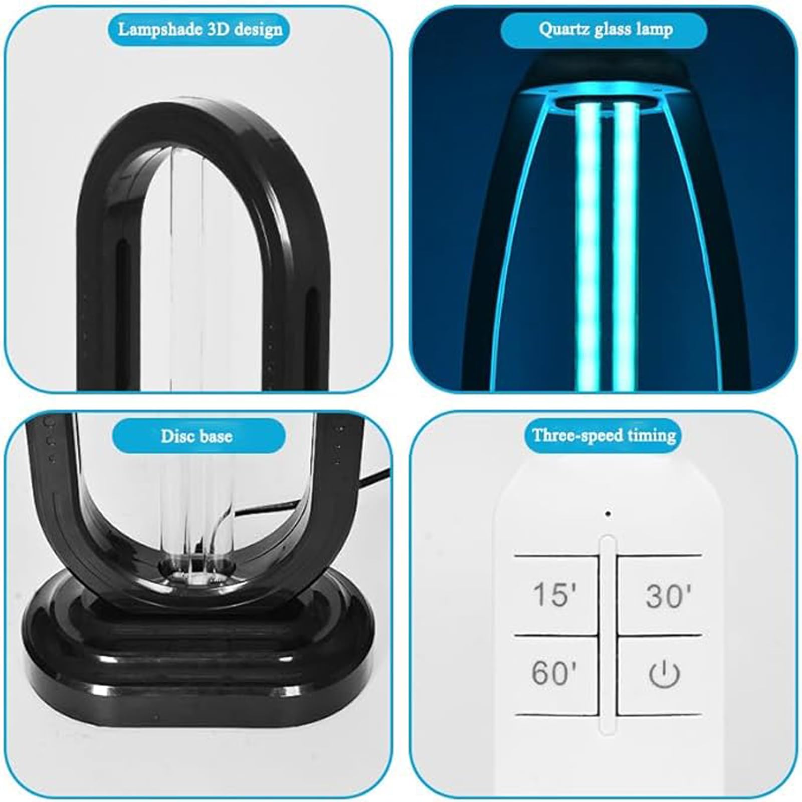 Lumivyx Haloclean Air Purifier with 3 Timer Settings & Remote Control - Black - Perfect for Bedroom, Living Room, and Office Air Purification