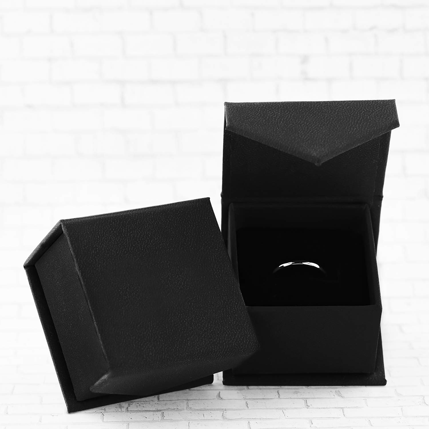 Thorsten Jewelry Arcane Ebony Wood Inlaid Tungsten Carbide Ring - 8mm Beveled Edge Men's Wedding Band for Outdoor & Formal Occasions