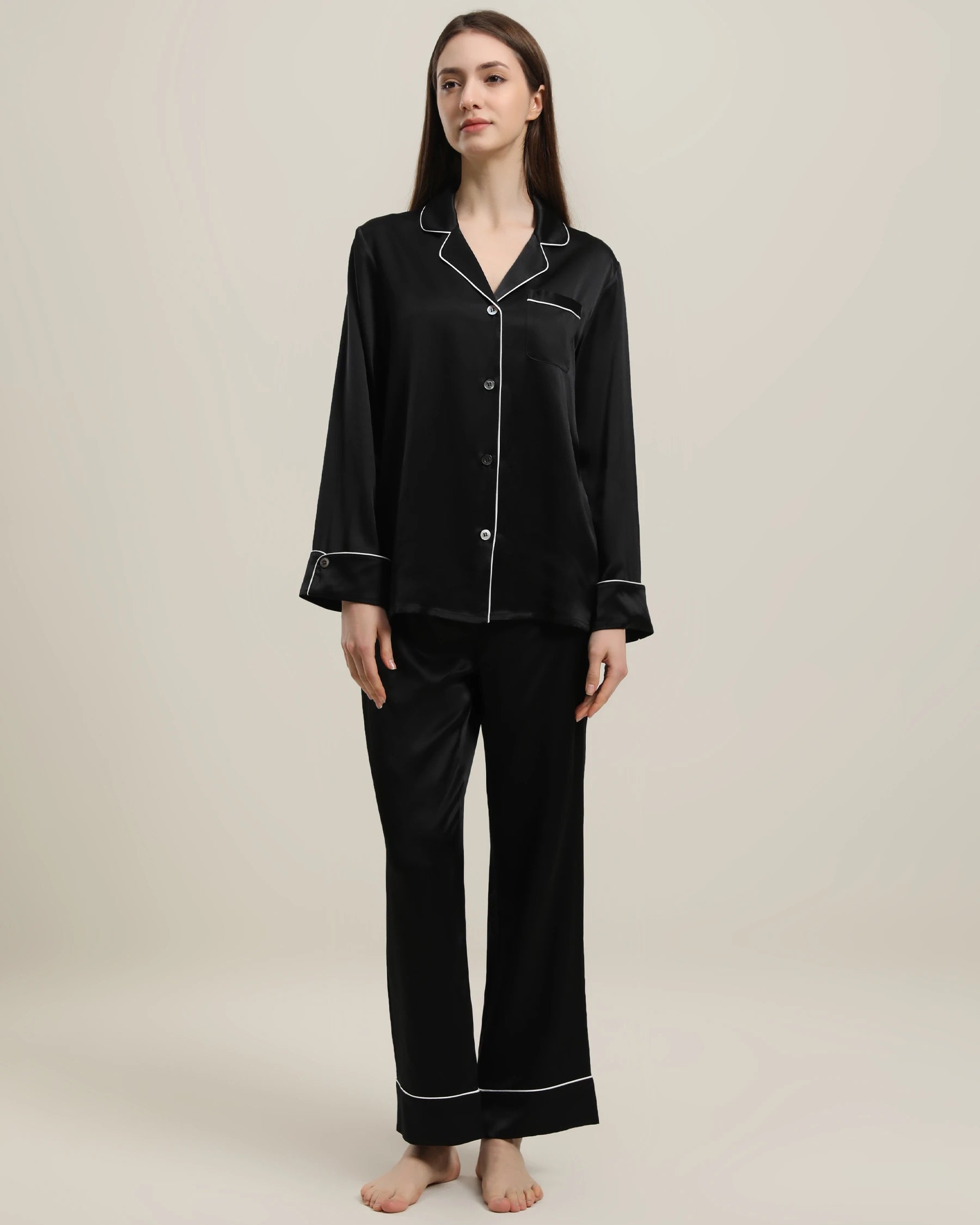 22 Momme Classic Silk Pajamas Set for Women - Luxurious 100% Mulberry Silk Sleepwear - Soft & Breathable Nightwear for Comfortable Sleep & Relaxation at Home
