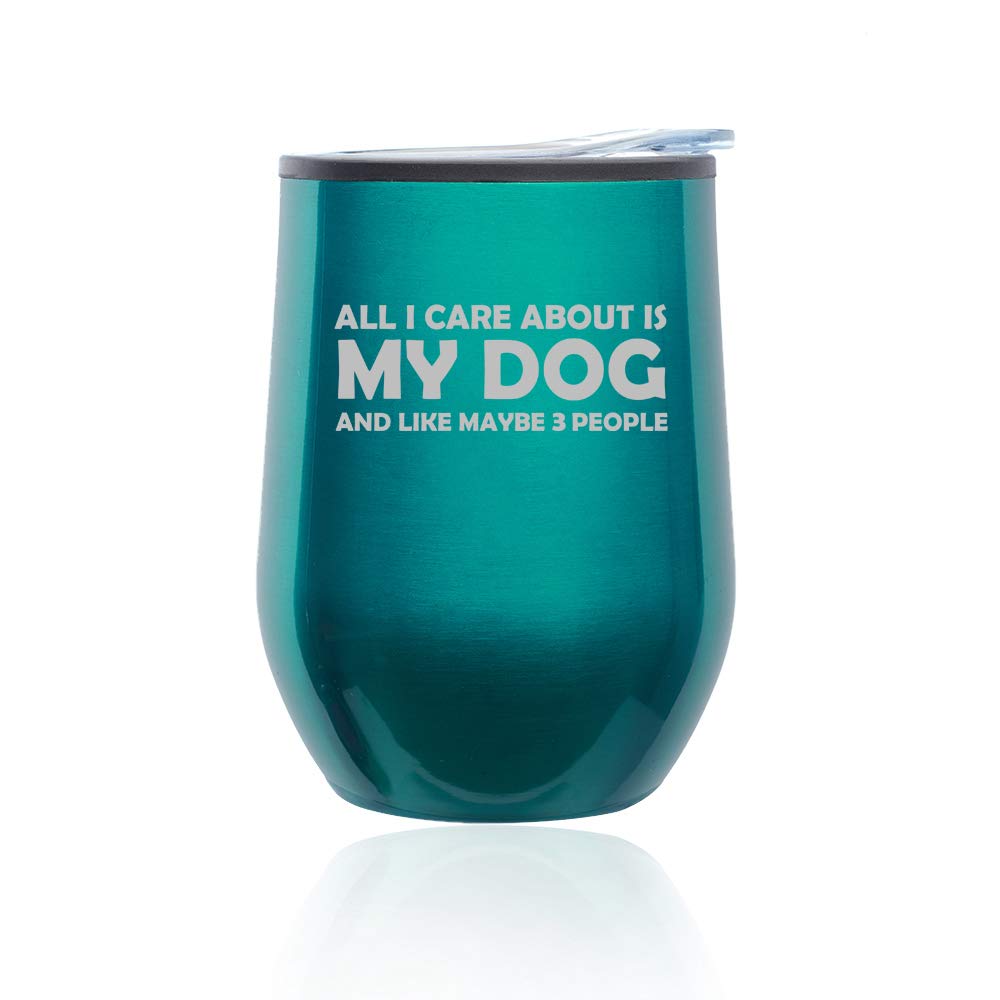 Stemless Wine Tumbler with Lid - Insulated Coffee Travel Mug Glass - Dog Lover Gift (Turquoise Teal) - Perfect for Wine, Coffee, and Outdoor Adventures