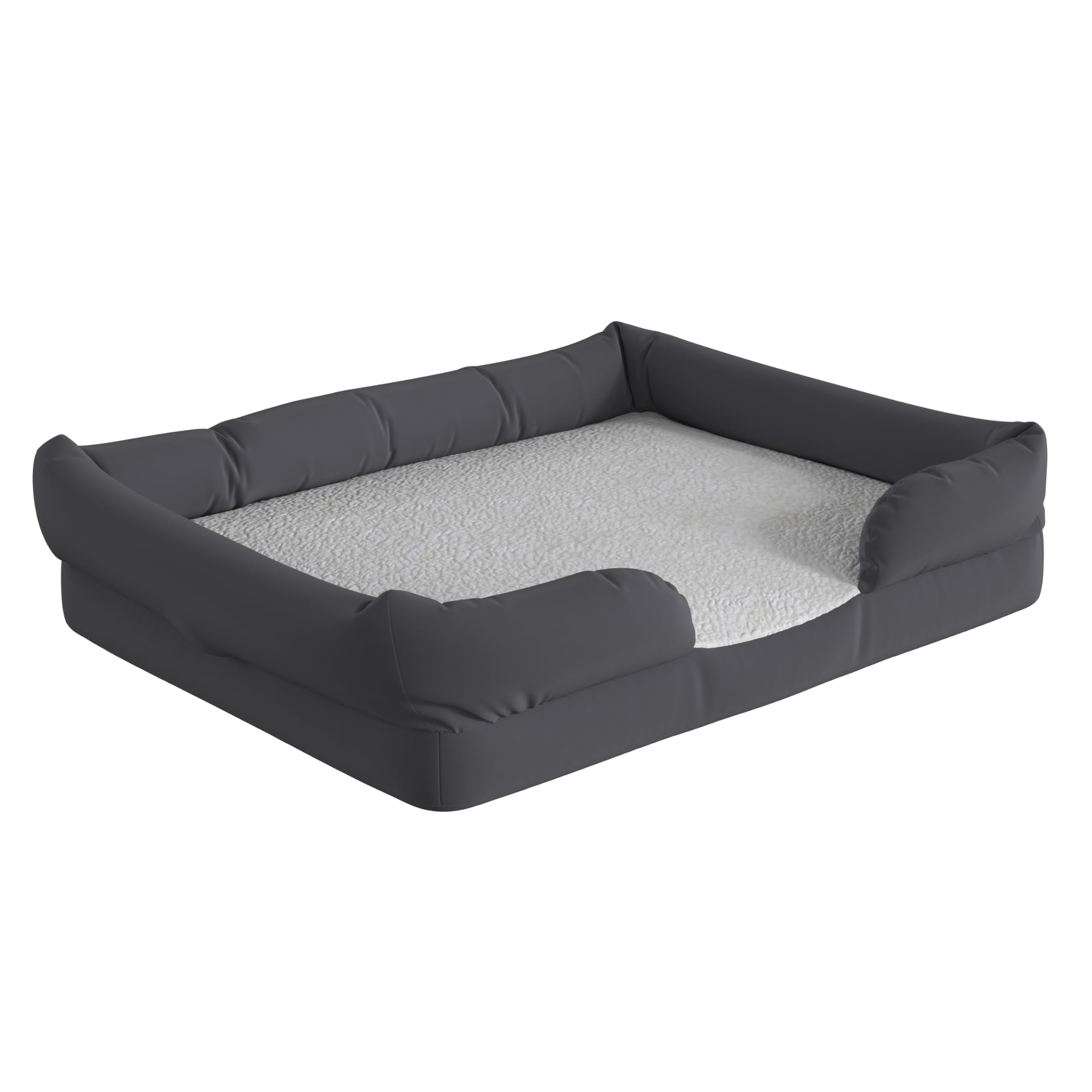 Orthopedic Memory Foam Dog Bed for Medium Breeds - Washable Gray Polyester Cover, Non-Slip Bottom - 36