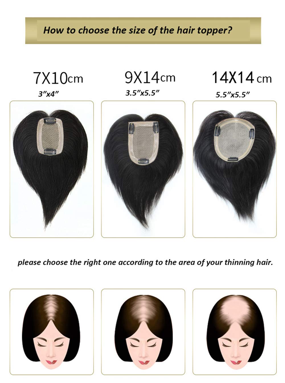Women's Clip-In Real Human Hair Toppers 5.5