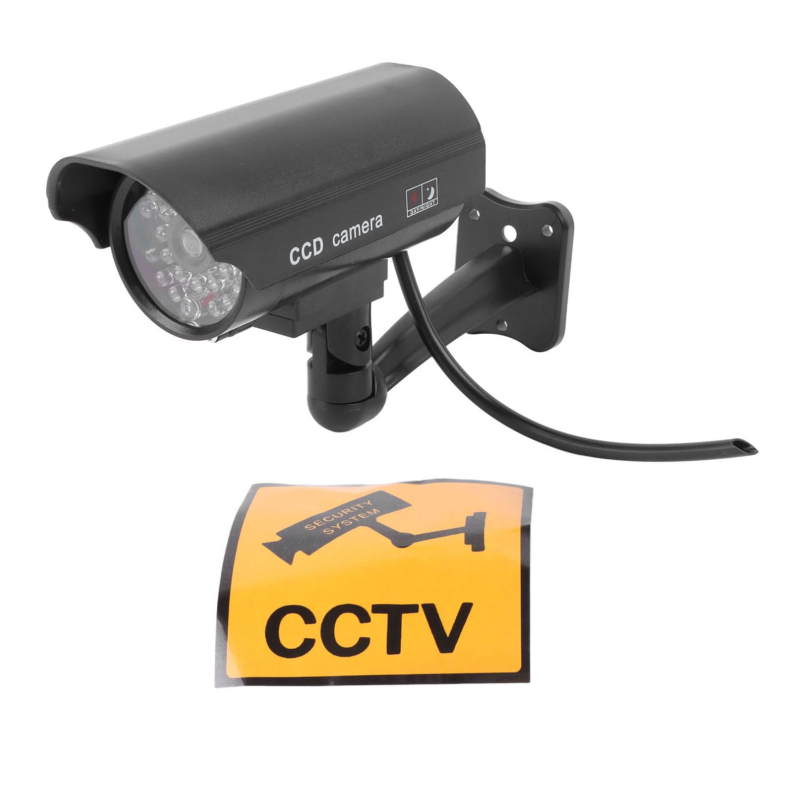Fake Security Camera with Red Flashing Lights & Warning Sticker - Dummy CCTV Dome Surveillance System for Indoor & Outdoor Use - Ideal for Home, Office, and Store Security Deterrent