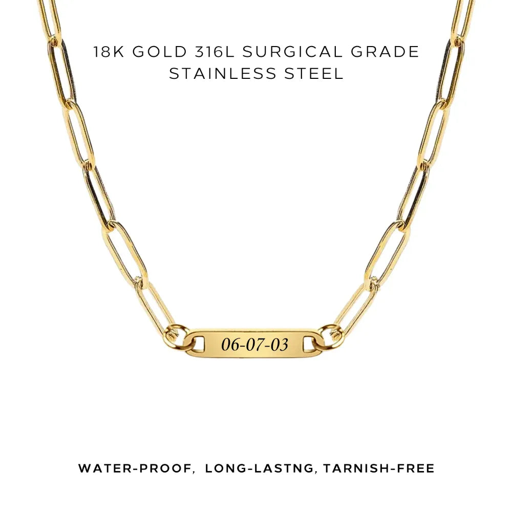 Personalized Engraved Paperclip Necklace - Custom Name Jewelry Gift for Women - Perfect for Birthdays, Anniversaries & Special Occasions