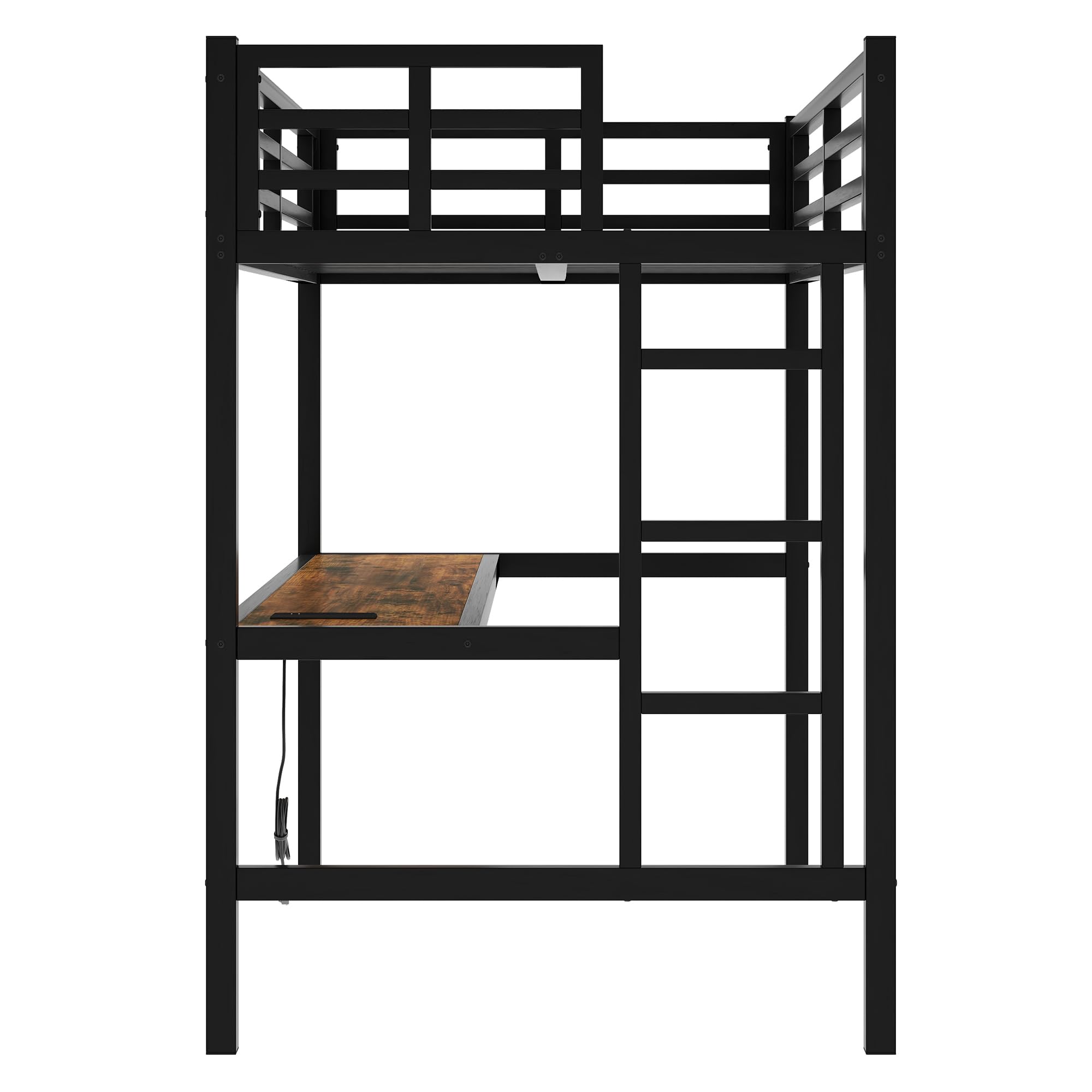Bellemave Twin XL Loft Bed with Desk - Sturdy Metal Frame for Adults, Kids & Teens - Space-Saving Black Loft Bed for Small Rooms, Dorms & Apartments - Perfect Study & Sleep Solution