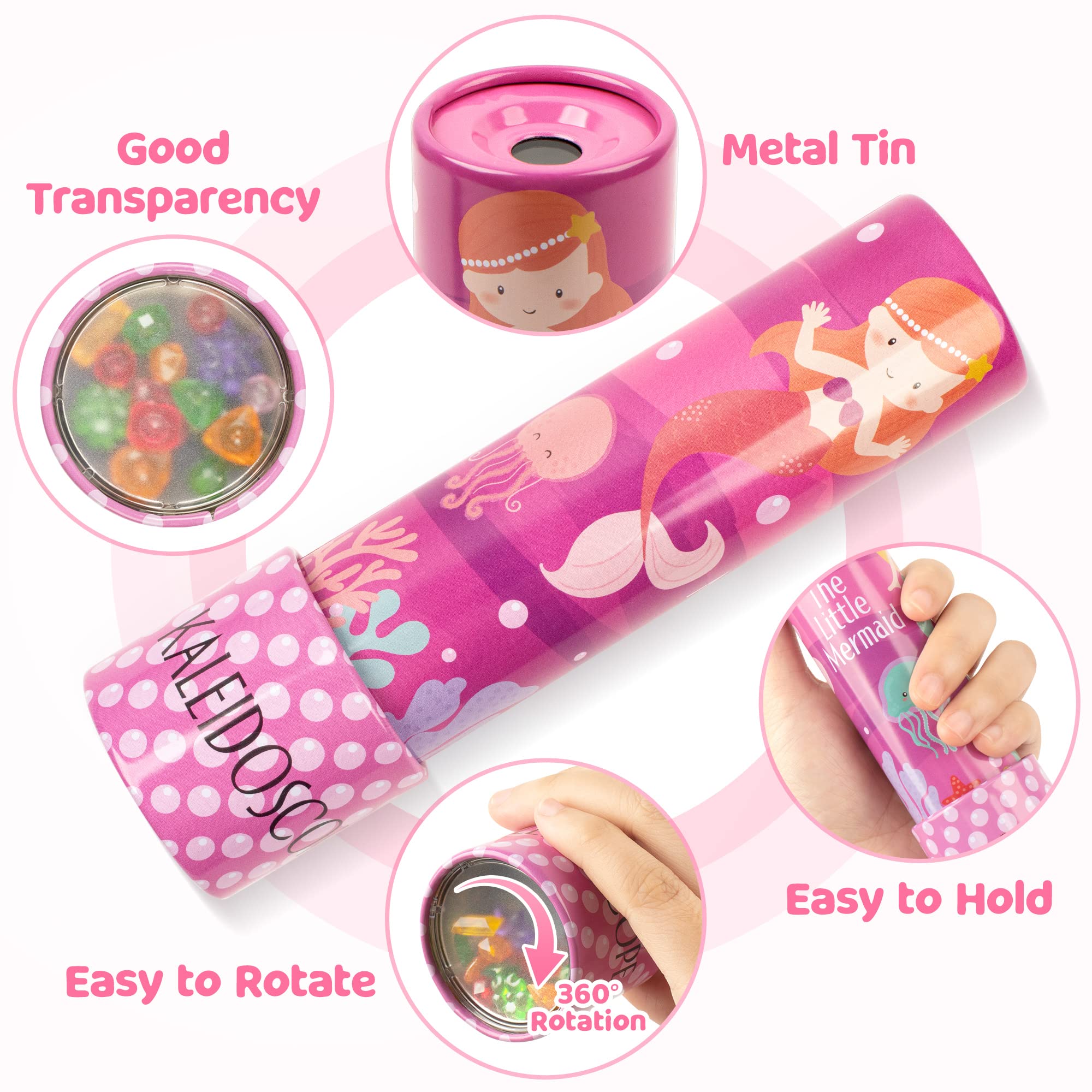 D-FantiX Classic Tin Kaleidoscope 2-Pack - Retro Educational Toys for Kids Birthday & Christmas Gifts