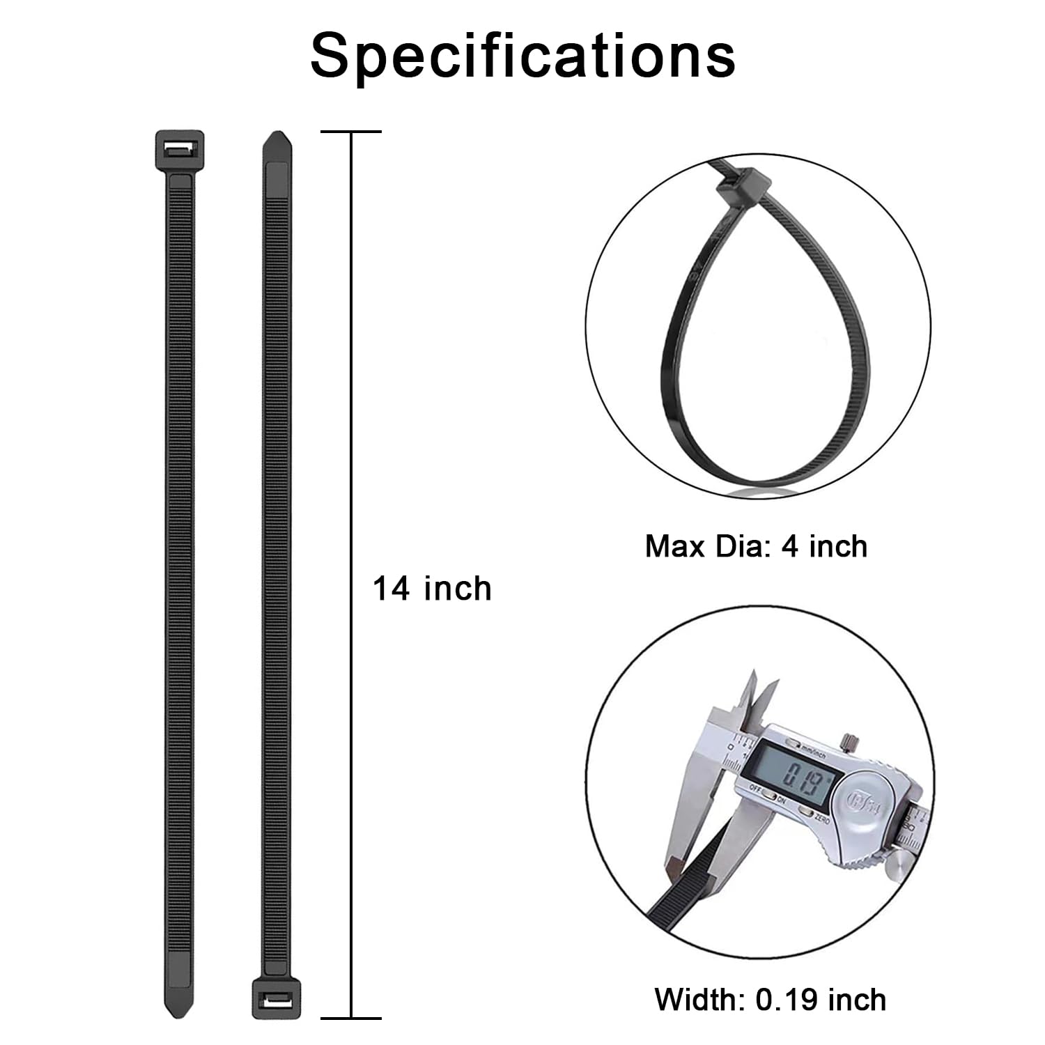 KAMOTA 1500pcs 14-Inch Heavy Duty Self-Locking Nylon Zip Ties - 50lb Tensile Strength, UV Resistant Black Cable Ties for Indoor & Outdoor Use - Perfect for Organizing Wires, Securing Plants & DIY Projects