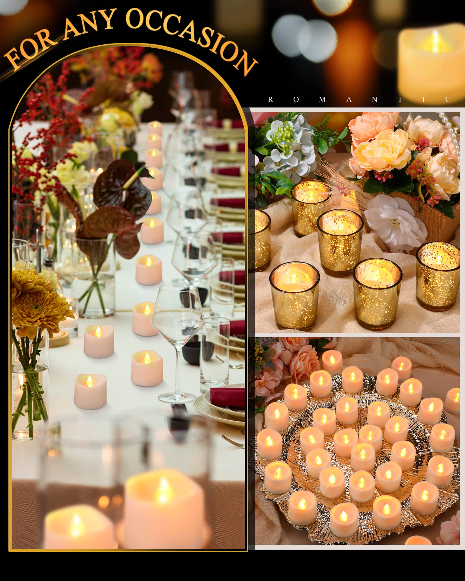 Hortsun 120 Flameless LED Tea Lights - Warm White for Romantic Decor & Festivals
