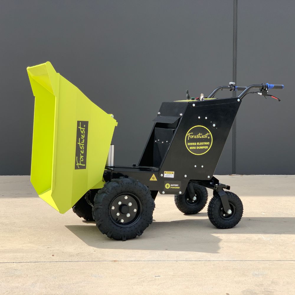 Forestwest 300KG Electric Wheelbarrow with Battery - Heavy Duty Automatic Dumping Mini Dumper for Construction, Gardening, and Landscaping Projects (Model BM11100)