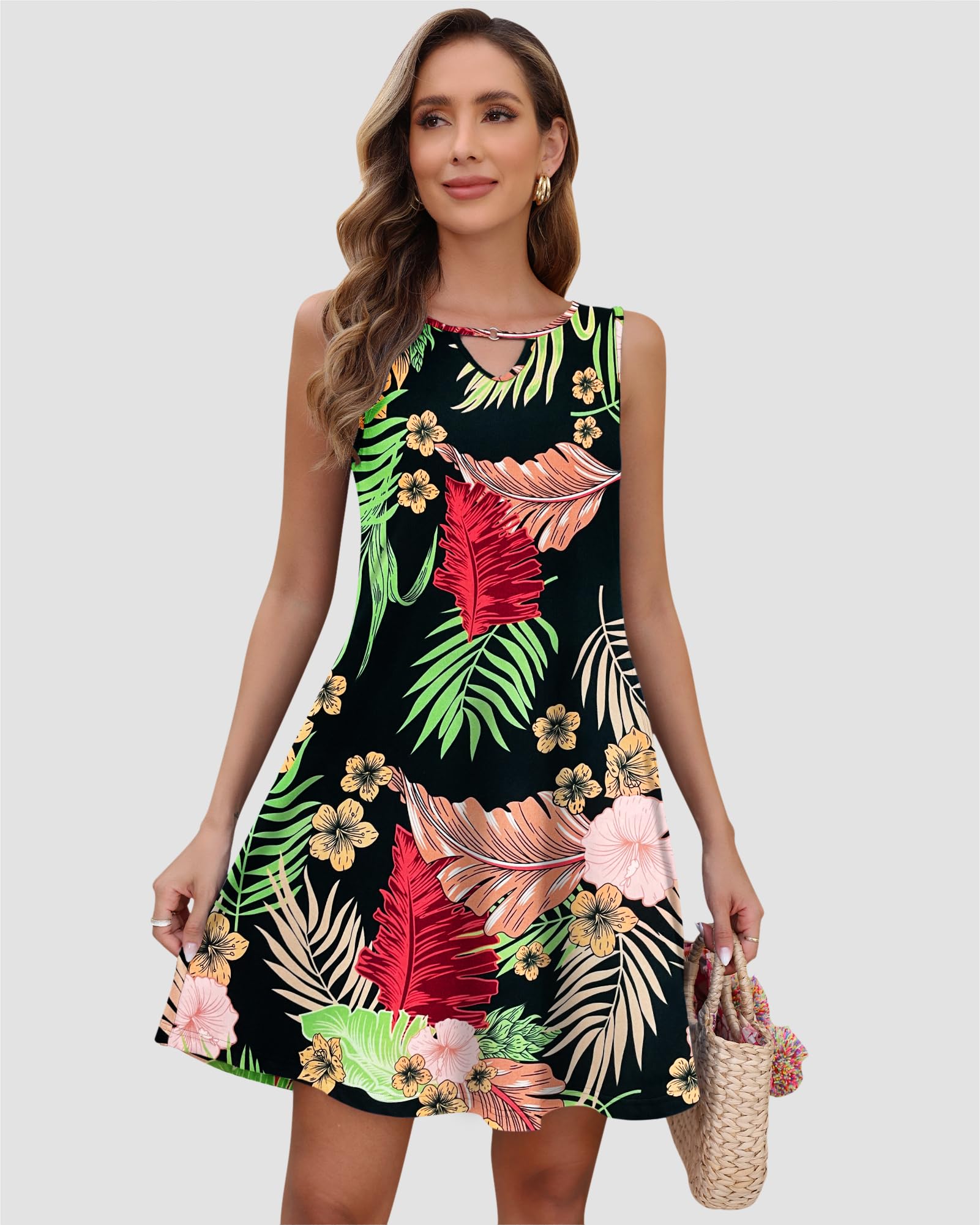 Women's Casual Sleeveless Sundress - Flowy Summer Dress with Pockets, Beach Cover Up, Party & Vacation Outfit
