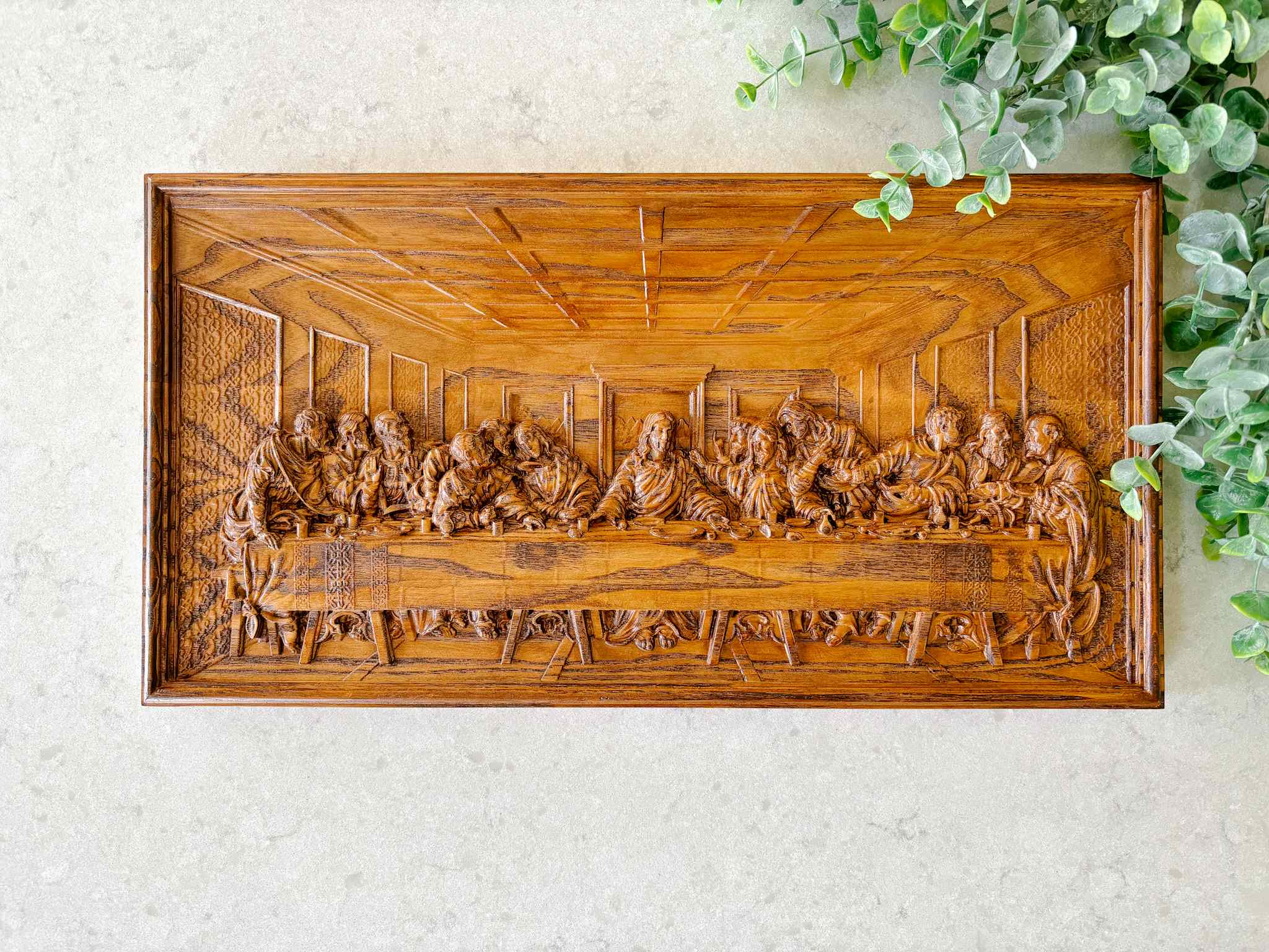 The Last Supper Wooden Plaque - Religious Home Decor Wall Art for Christian Gifts & Church Interiors - Perfect for Living Room, Bedroom & Prayer Spaces