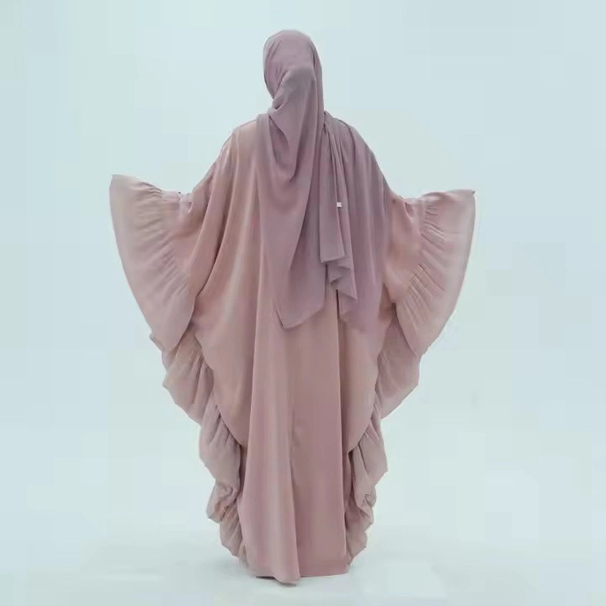 Elegant Butterfly Sleeve Farasha Abaya Dress with Inner Belt #25951 - Perfect for Ramadan, Eid, Wedding & Special Occasions