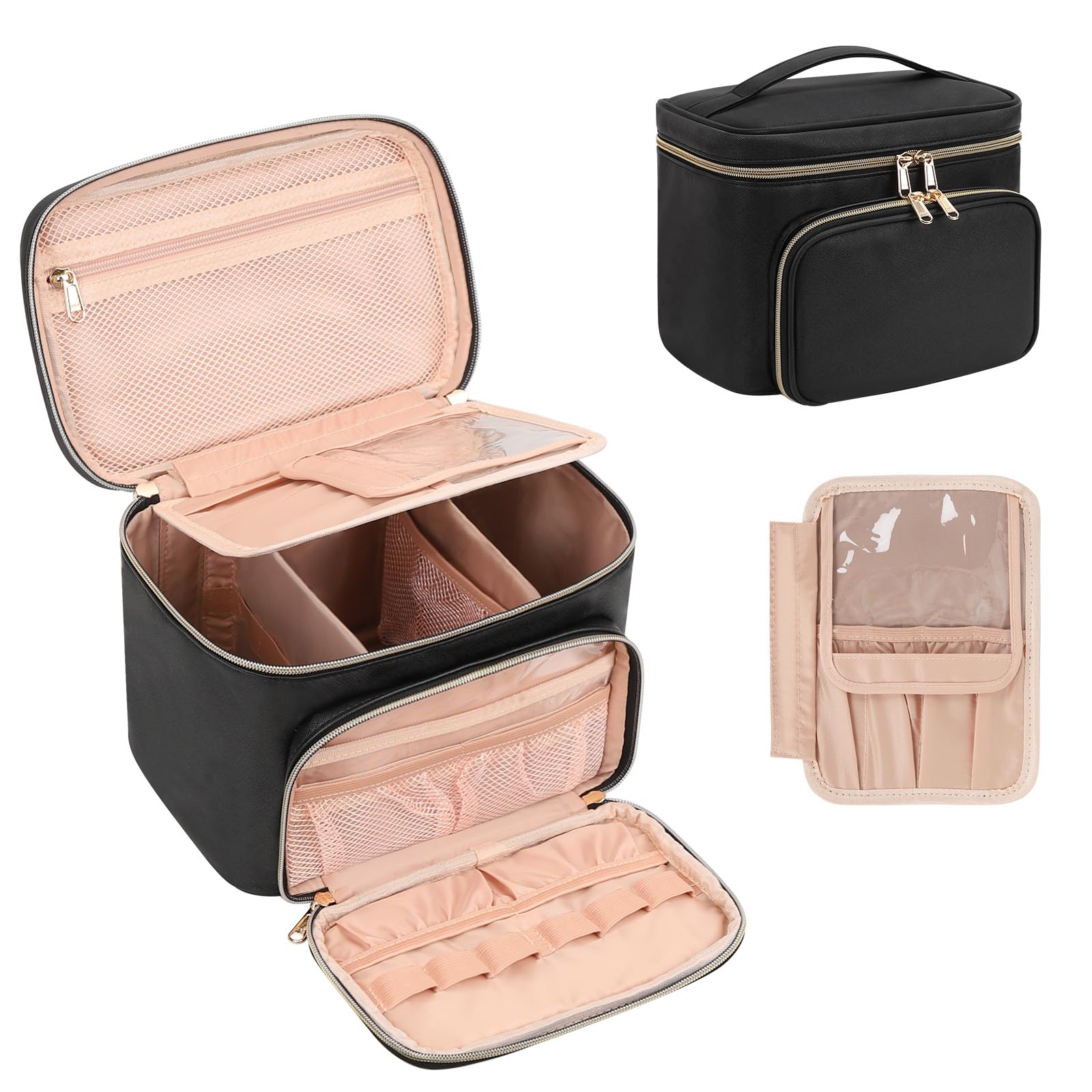 Large Waterproof Makeup Bag for Women - Travel Cosmetic Organizer with Removable Dividers, Perfect for Travel & Daily Use