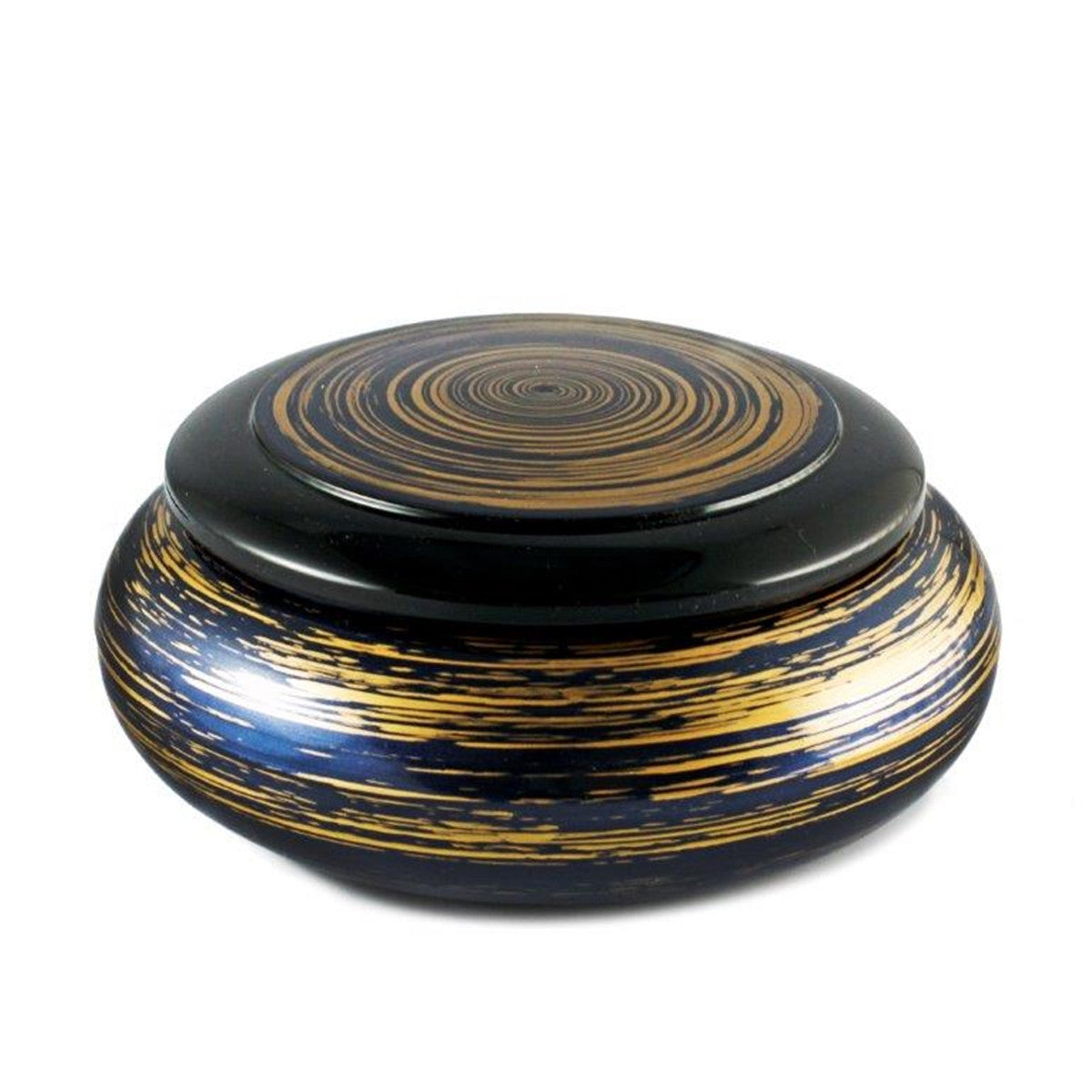 Blue & Gold Chirashi Sushi Box - 7.87 Inch Diameter Japanese Sushi Serving Tray for Parties, Picnics & Home Dining