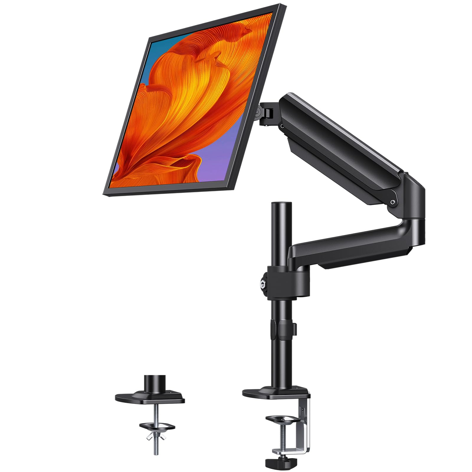 ErGear Single Monitor Mount Stand - Adjustable VESA 75x75/100x100mm Arm for 13-32 Inch Screens up to 19.8 lbs - Swivel, Tilt & Rotation for Home Office, Gaming & Workspace Setup