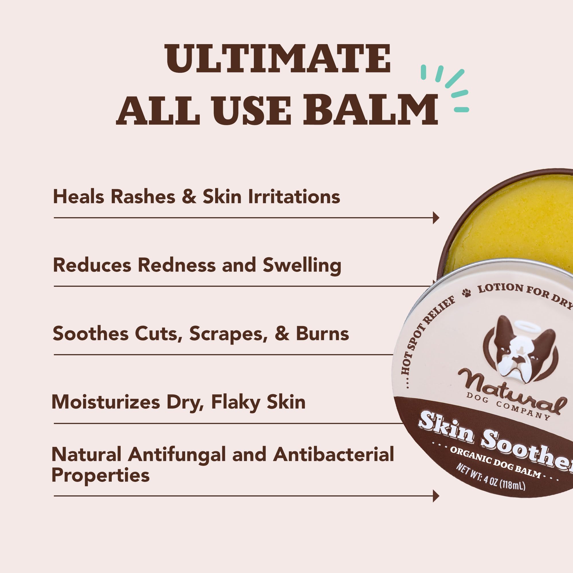 Natural Dog Skin Soother Balm - 1oz Tin for Allergy & Itch Relief | Moisturizing Lotion for Dry Skin, Hot Spots & Rashes | Healing Treatment for Dogs | Perfect for Daily Care & Seasonal Allergy Relief