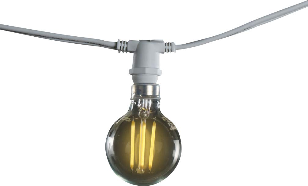 Bulbrite 810130 15-Light Outdoor LED String Lights - 60 Watts, White - Perfect for Patio, Garden, and Backyard Decor
