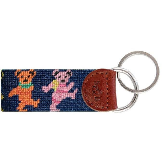 Dancing Bears Needlepoint Key Fob - Handmade Cute Animal Keychain for Women & Men - Perfect for Car Keys, House Keys & Gift Giving