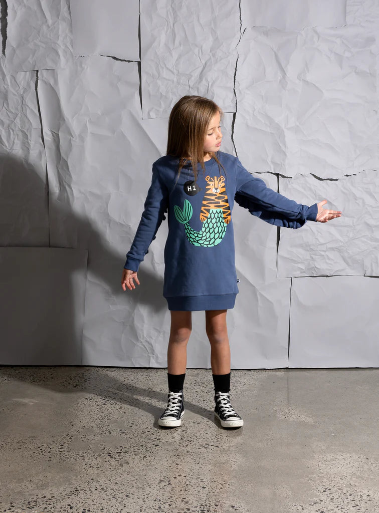 Minti Mer Cats Dress for Women - Navy Blue Cat Print Casual Summer Dress - Perfect for Beach, Vacation, and Everyday Wear
