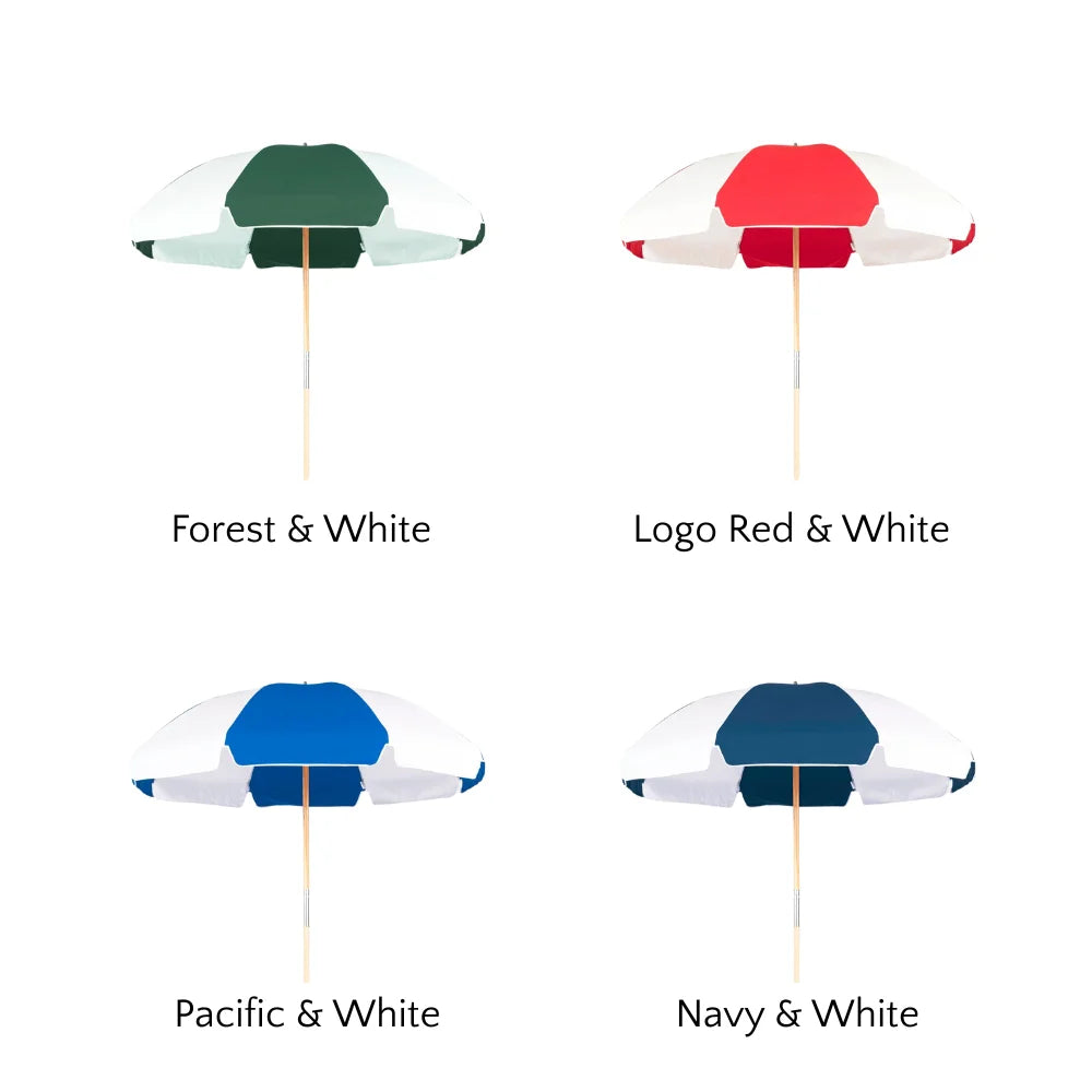 7.5' Classic 8 Rib Round Beach Umbrella - UV Protection Sun Shade for Pool, Patio, Backyard, and Outdoor Activities