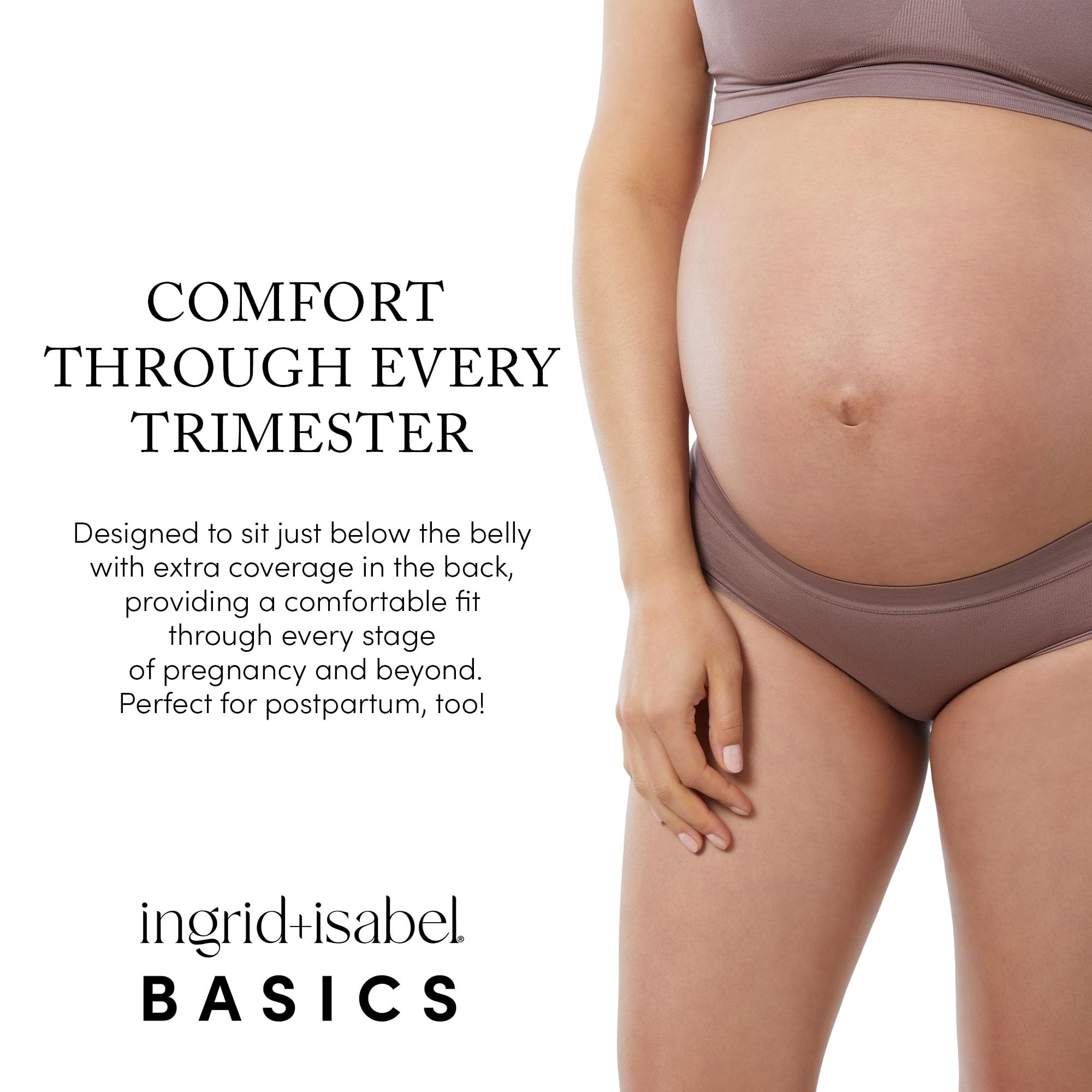 Ingrid & Isabel Seamless Maternity Underwear 3-Pack - Soft Breathable Under Belly Panties for Pregnancy Comfort | Perfect for Everyday Wear, Work & Relaxation