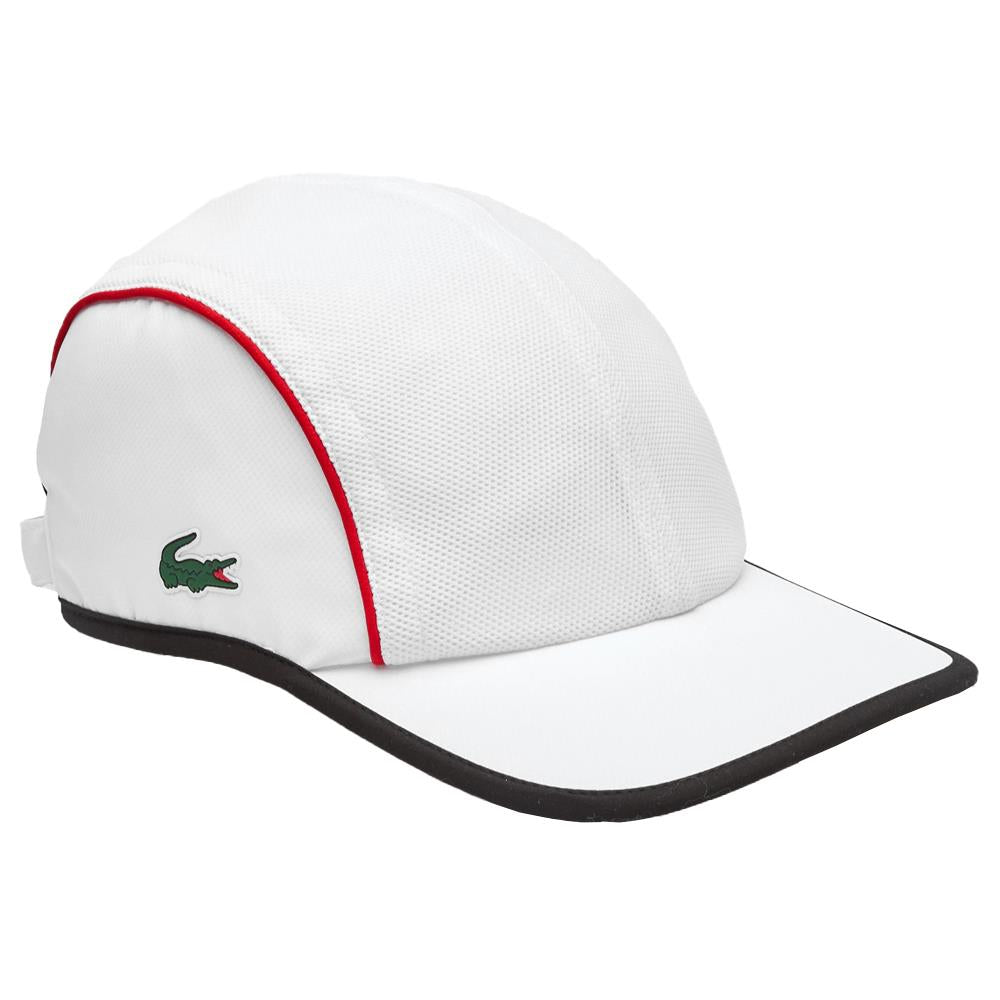 Lacoste Men's Sport Mesh Panel Lightweight Baseball Cap - Breathable Adjustable Dad Hat for Golf, Running, Outdoor Activities - White