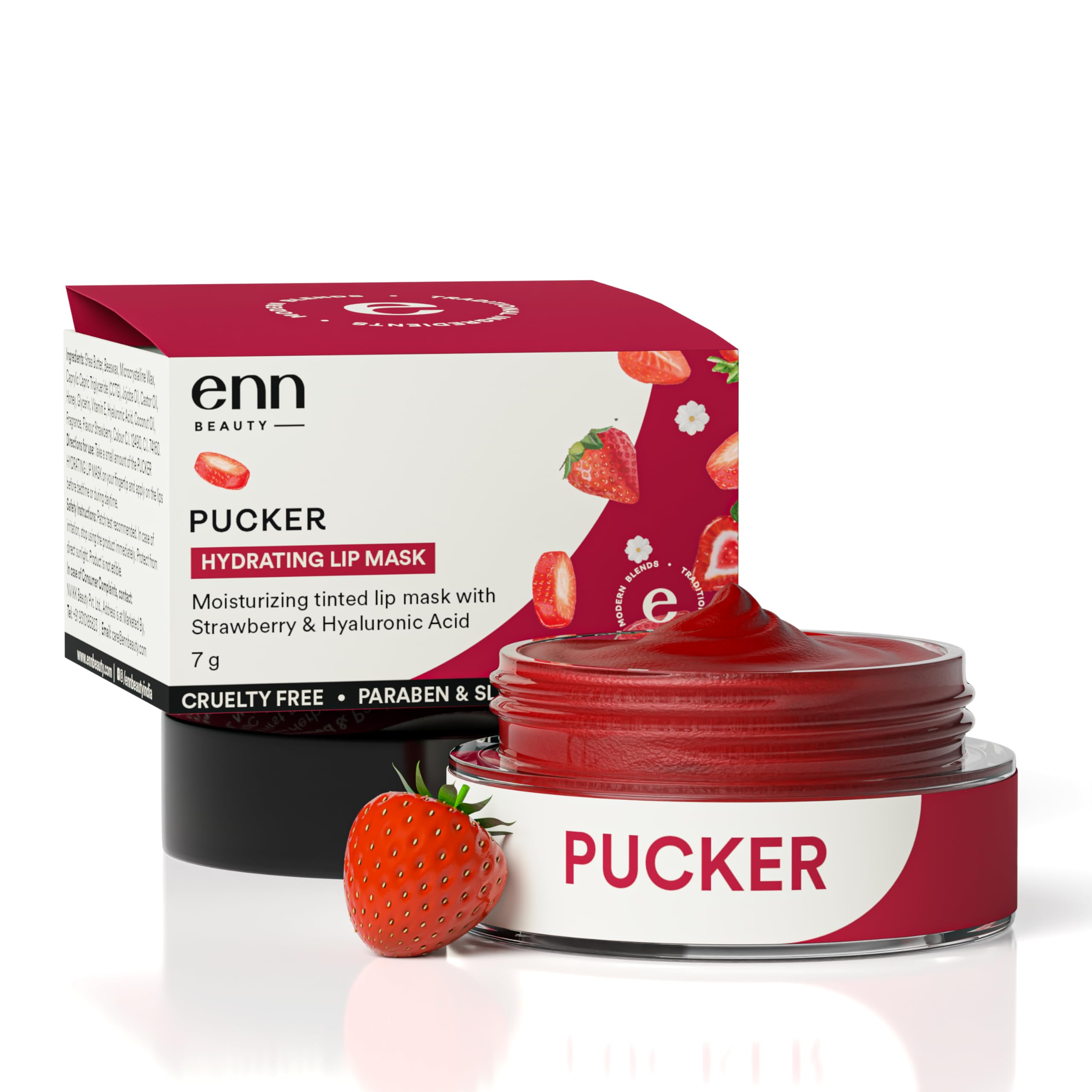 Enn Pucker Hydrating Lip Balm & Mask - Dark Lip Treatment with Brightening Effect, Tinted Moisturizing Lip Care for Dry & Chapped Lips (7g) - Perfect for Daily Use, Night Repair, and Makeup Prep