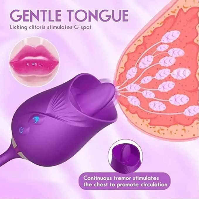 3-in-1 Rose Shape Adult Toy with Tongle Licking, Thrusting & Vibration - YN3+6 * 1 | Easy to Use Pleasure Device for Couples & Solo Play | Discreet & Sensual Gift for Romantic Nights