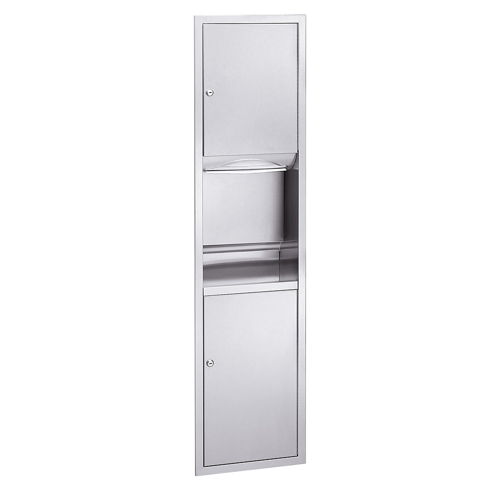 Bradley 2252 1000 Towel Waste Unit - Semi-Recessed Single Multi-Fold Paper Towel Dispenser for Restrooms, Kitchens & Commercial Use
