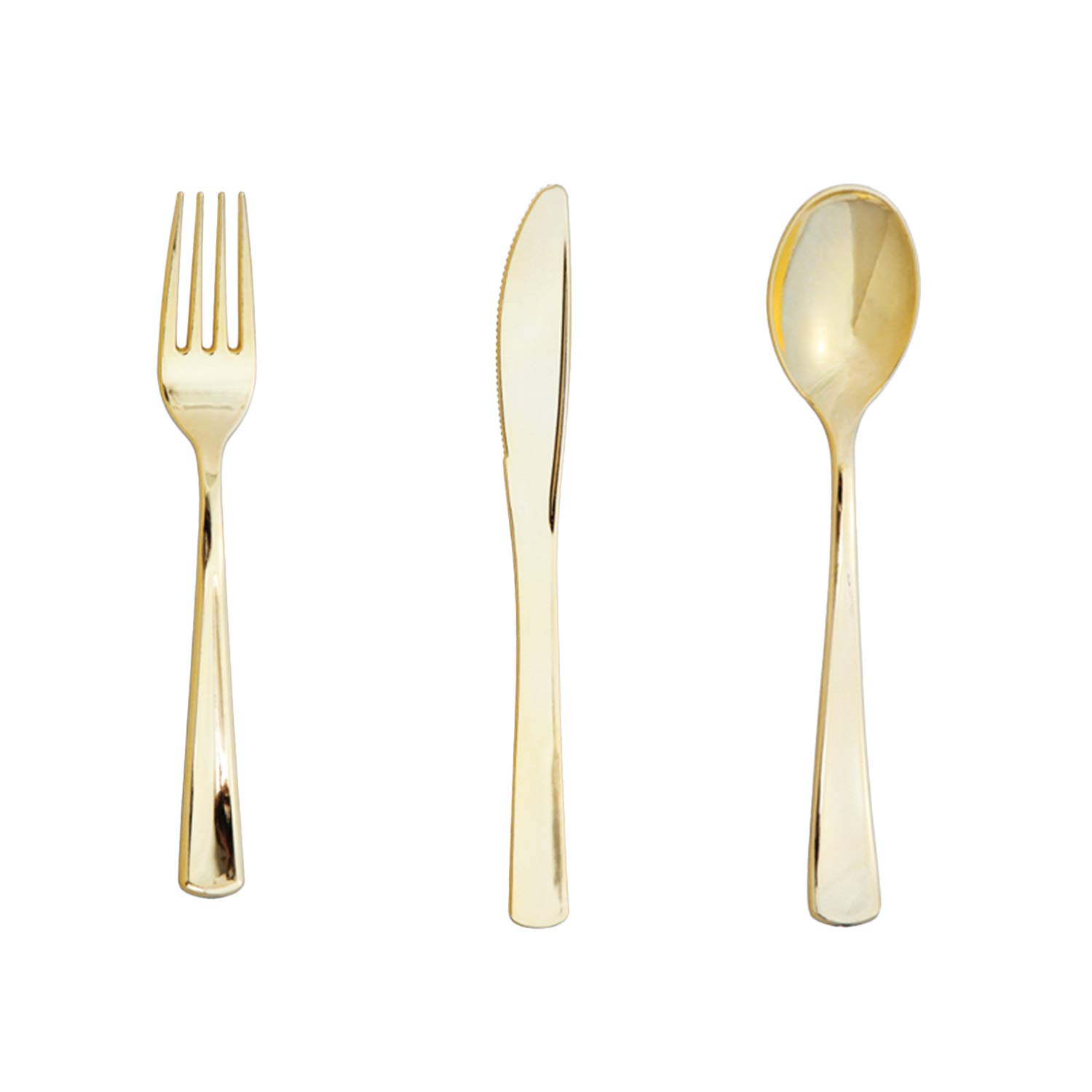 Premium Disposable Plastic Silverware Set - Elegant Gold Cutlery with Pre-Rolled Napkins (Forks, Spoons, Knives) - Bulk Party Supplies for Wedding, Birthday, Catering & Special Events - Perfect for Outdoor Picnics, Office Lunches & Home Entertaining