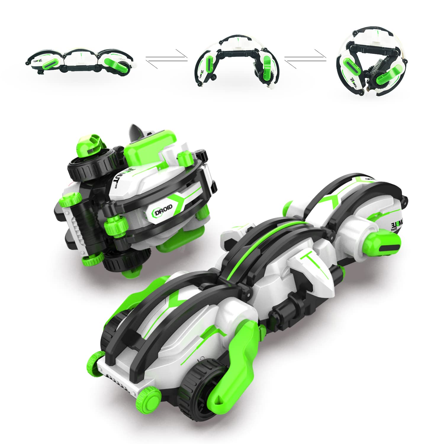 Birthday Halloween Gifts for Boys - HCTENGIINE RC Stunt Snake Toy with 360° Rolls, 2 Batteries for 30+ Min Play, Remote Control Fall Outdoor Toy for Teens 6+, Green - Perfect for Parties, Backyard Fun, and Halloween Adventures