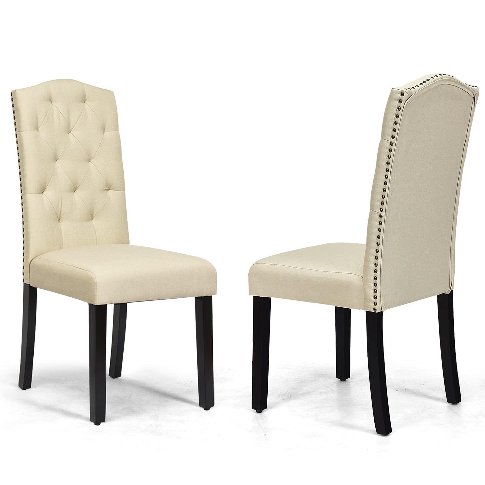 NAFORTSet of 2 Fabric Dining Chairs - Classic High Back Upholstered Parsons Chairs with Solid Rubber Wood Legs for Kitchen, Dining Room & Living Room | Comfortable Padded Seating for Family Meals & Entertaining Guests | Beige Home Decor