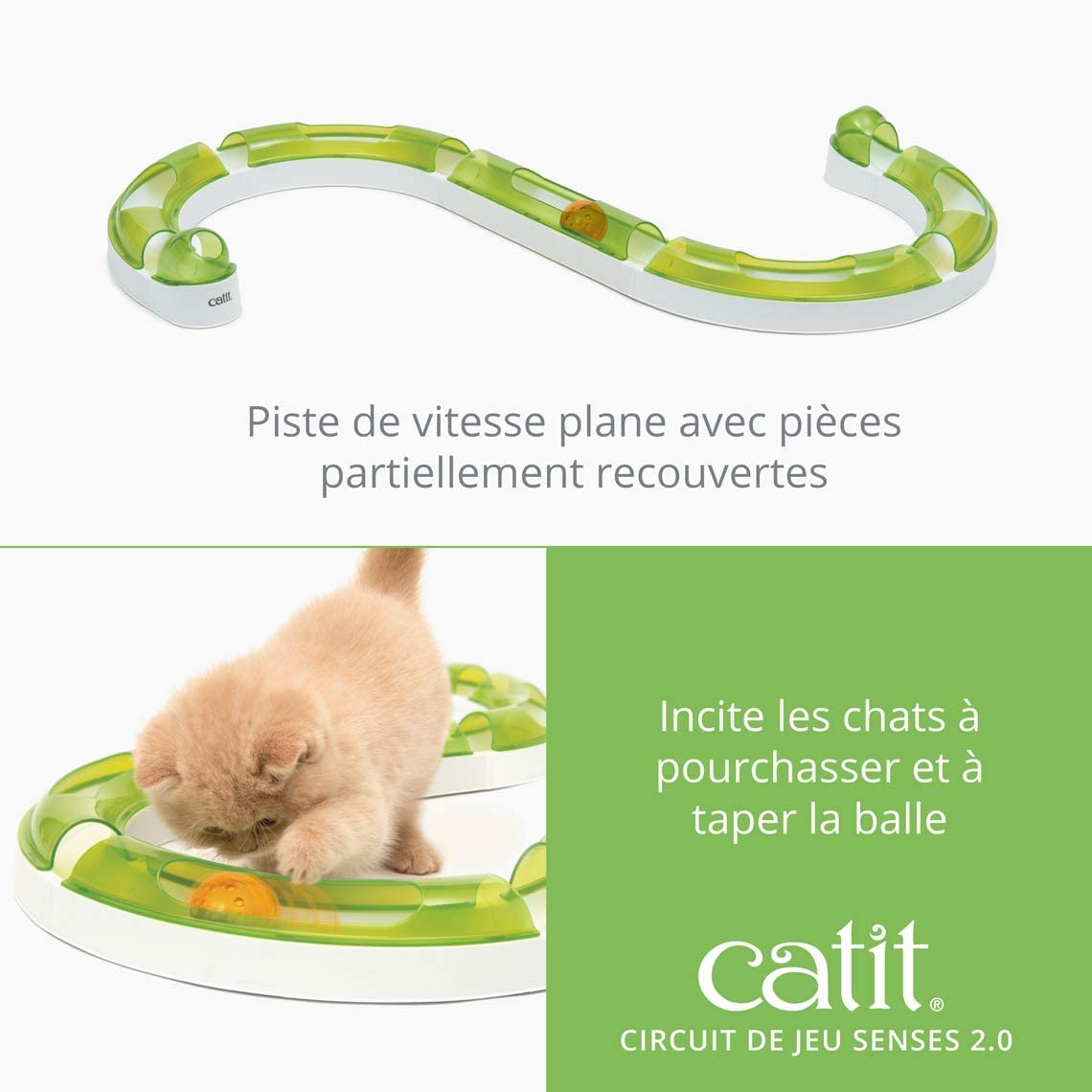 Catit Senses 2.0 Interactive Cat Toy - 8-Piece Closed-Track Ball Play Circuit for Kittens & Adult Cats of All Breeds | Indoor Entertainment & Exercise Toy for Playful Cats