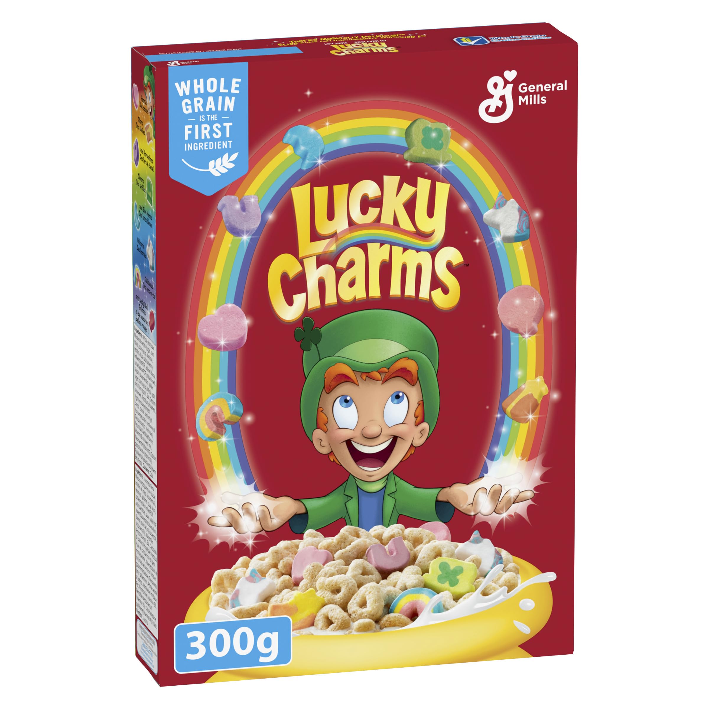 Lucky Charms Marshmallow Cereal - 300g Box of Frosted Whole Grain Oat Cereal with Colorful Marshmallows | Perfect for Breakfast, Snacks & Family Fun