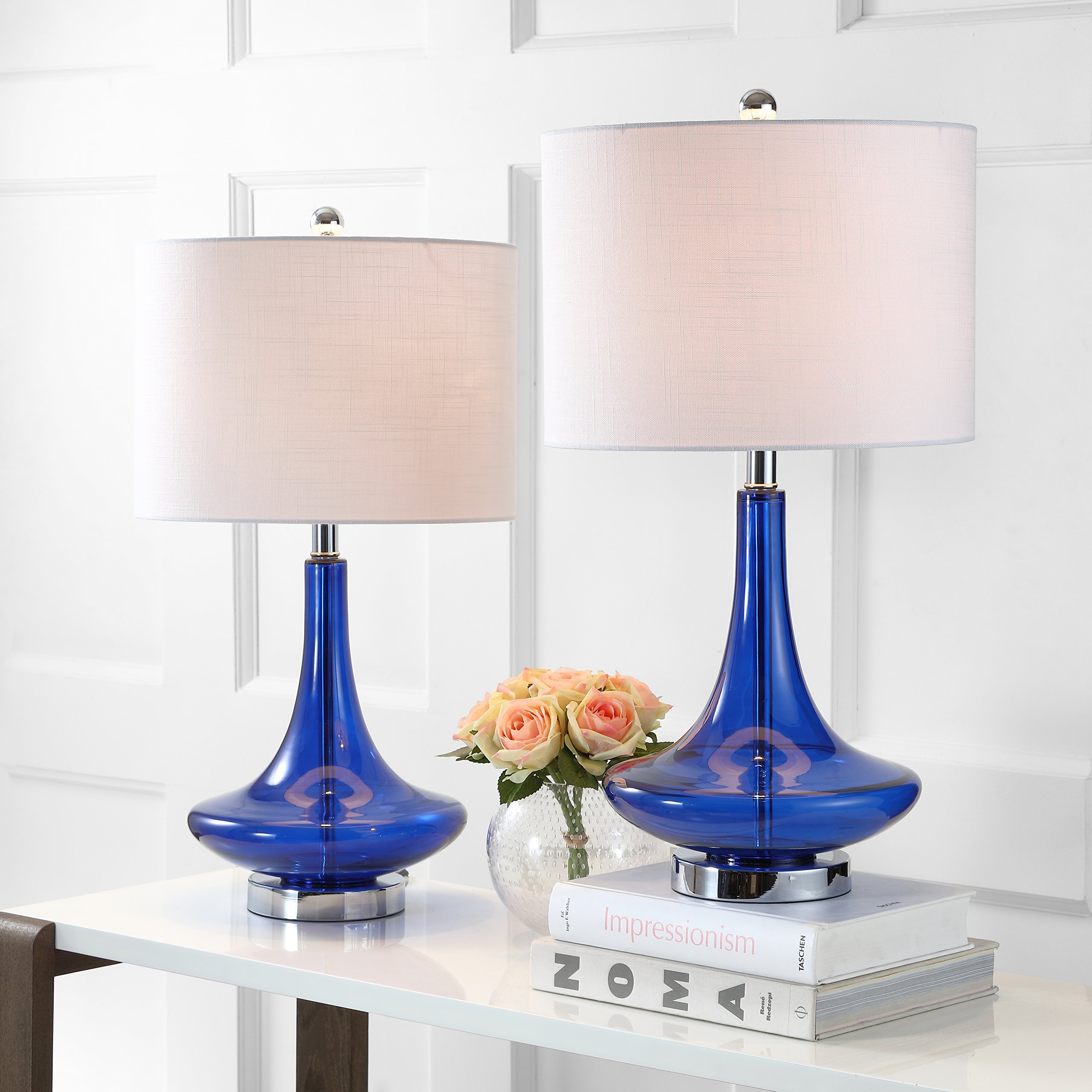JONATHAN Y JYL1081D-SET2 Set of 2 Modern Glass Teardrop LED Table Lamps - 25.5