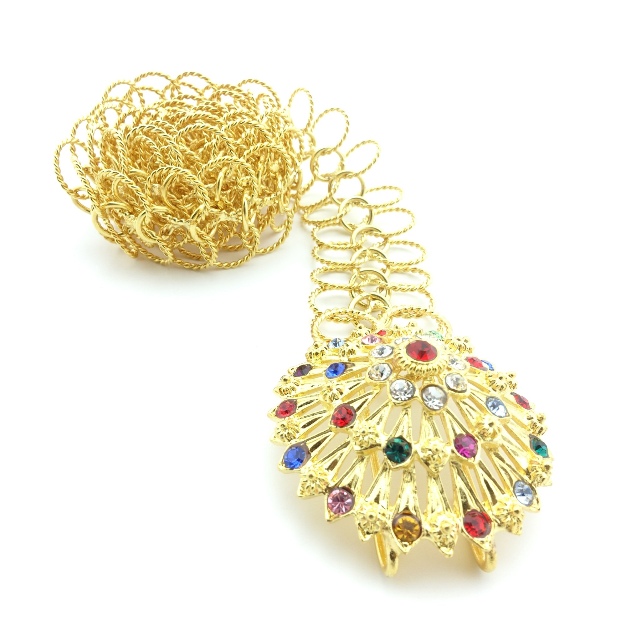 Thai Gold Plated Crystal Belt - Elegant Costume Accessory for Dances & Weddings