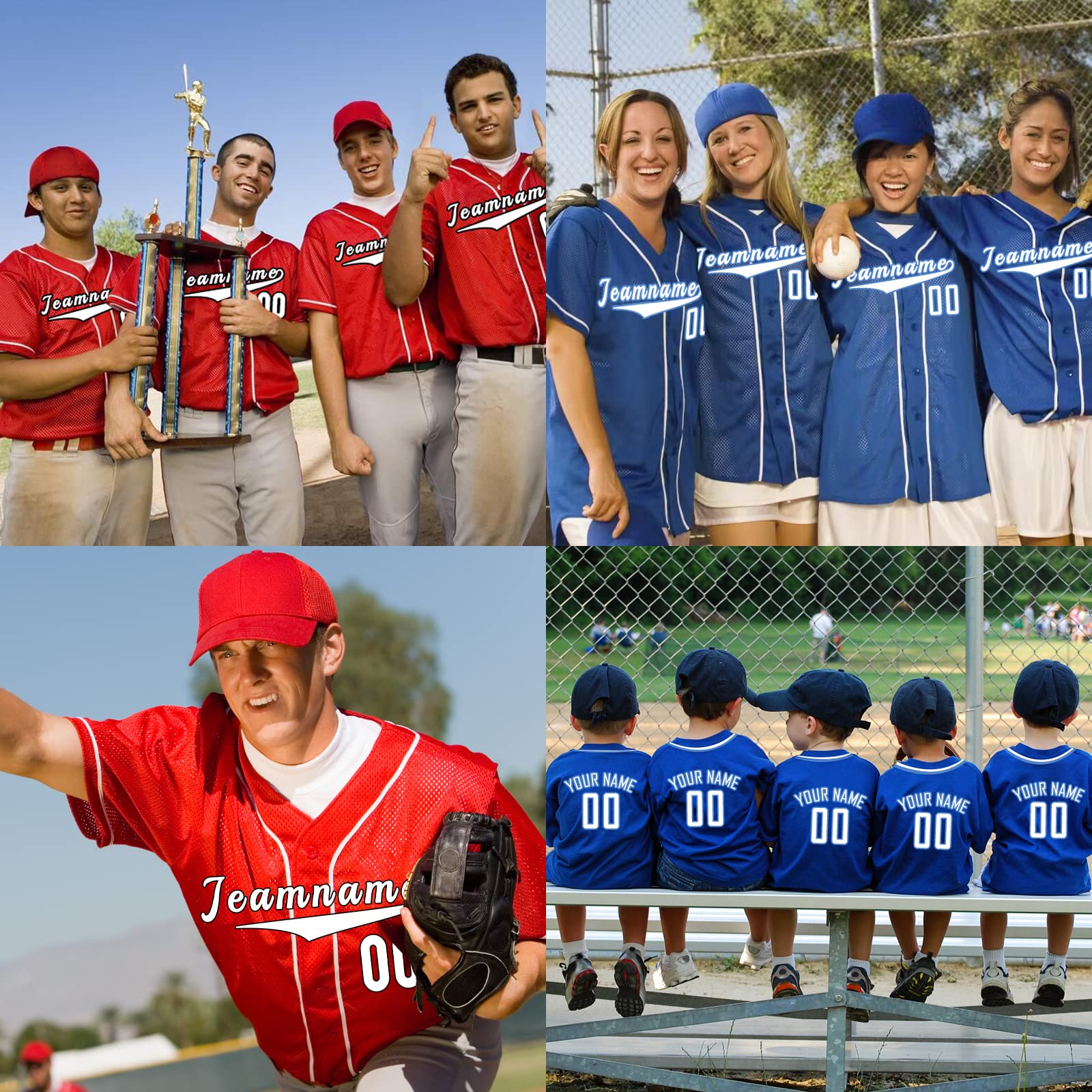 Custom Personalized Baseball Jerseys for Men, Women & Kids - Button Down Sports Tee Shirts with Print Name & Numbers - Perfect for Team Uniforms, Fan Gear & Game Day Outfits