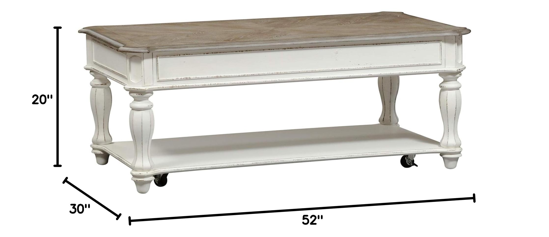 Liberty Furniture Magnolia Manor Lift Top Coffee Table - Antique White Finish, Lift-Top Storage Ottoman, Perfect for Living Room, Home Office & Small Spaces