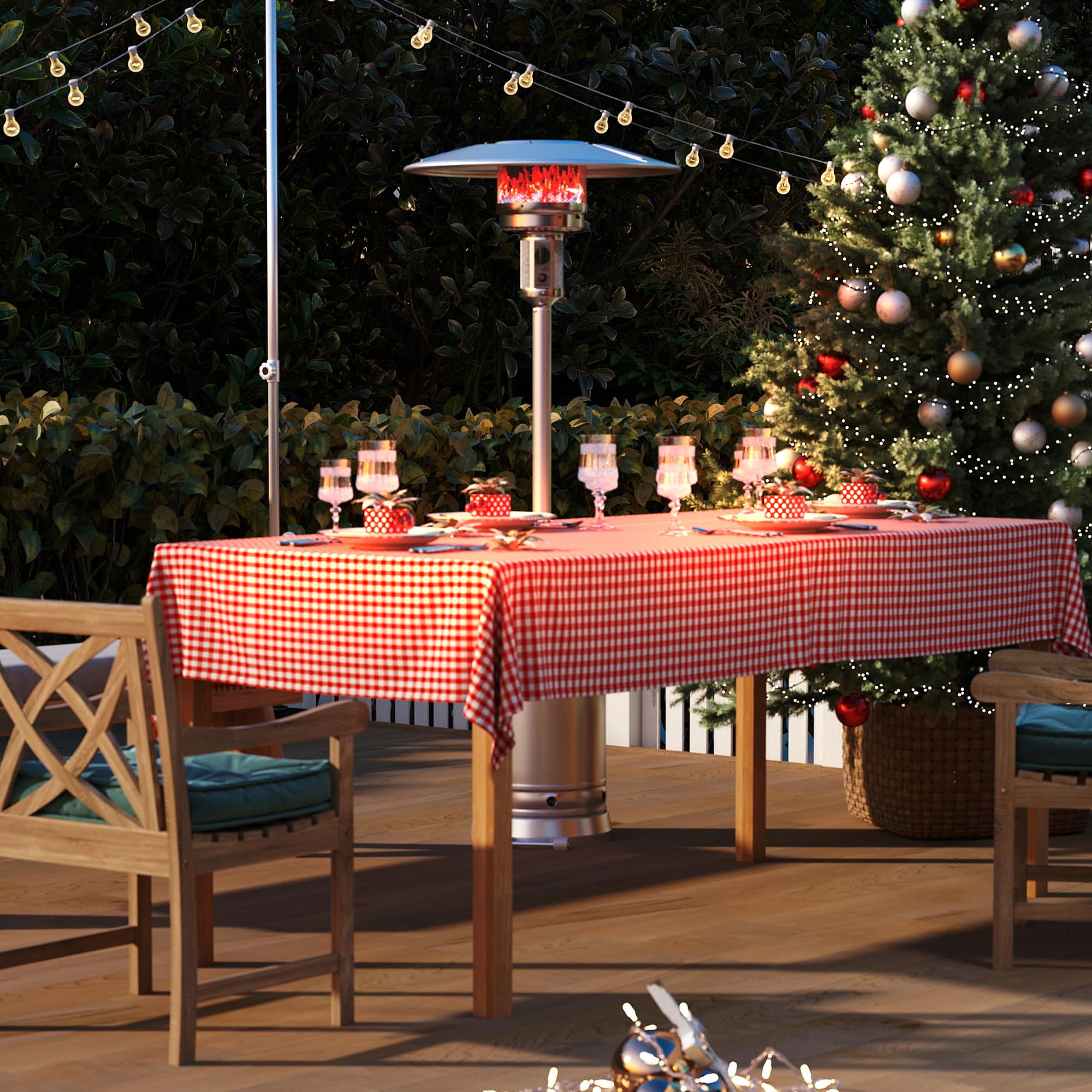 Stainless Steel Outdoor Patio Heater - 48,000 BTU LP Propane Standing Heater with Anti-Tilt Safety Switch for Garden, Wedding, Party & Backyard Use (Silver) - Perfect for Outdoor Dining, Poolside & Cold Weather Gatherings
